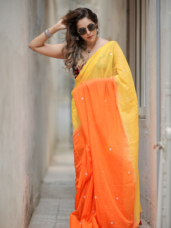 Story Style (Hand Embroidery Mul Mul Cotton Saree)