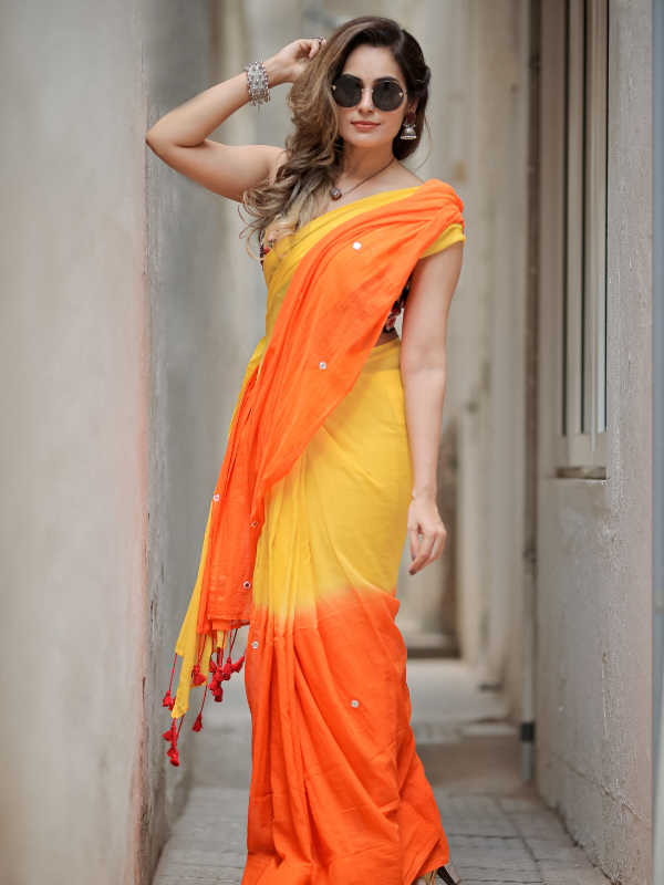 Story Style (Hand Embroidery Mul Mul Cotton Saree)