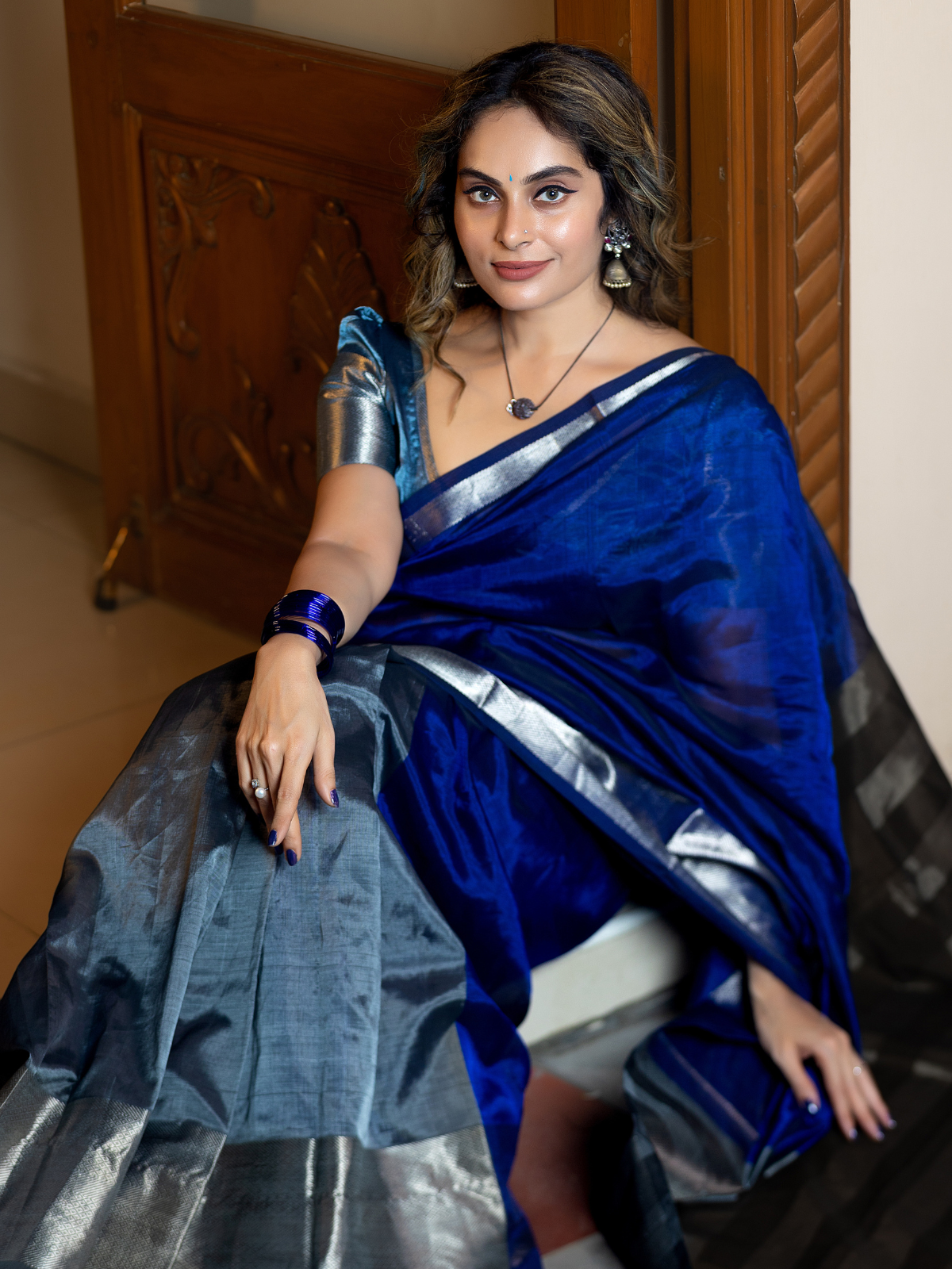 Shyama (Handwoven Silk Cotton Saree + Running Blouse Fabric)