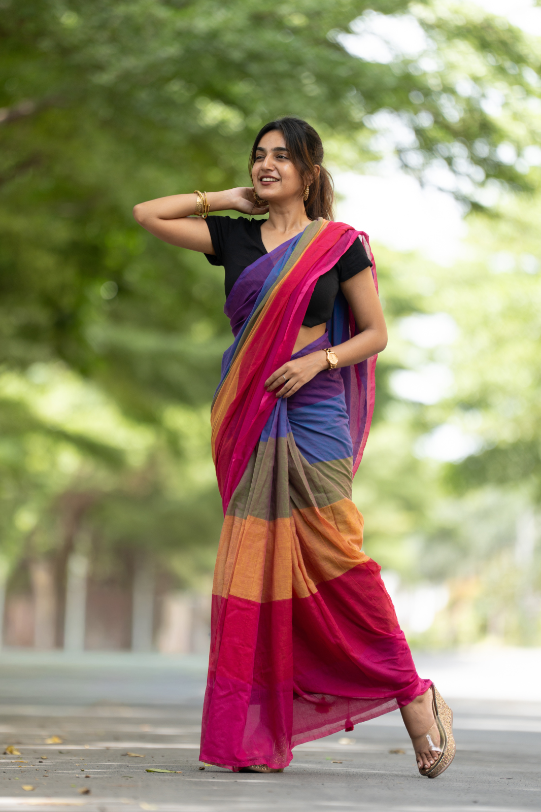 Peppy Color Rush (Mul Cotton Saree)