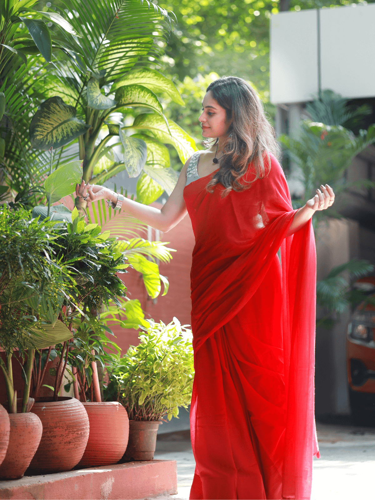 Red Rose (Pure Mul Cotton Saree)