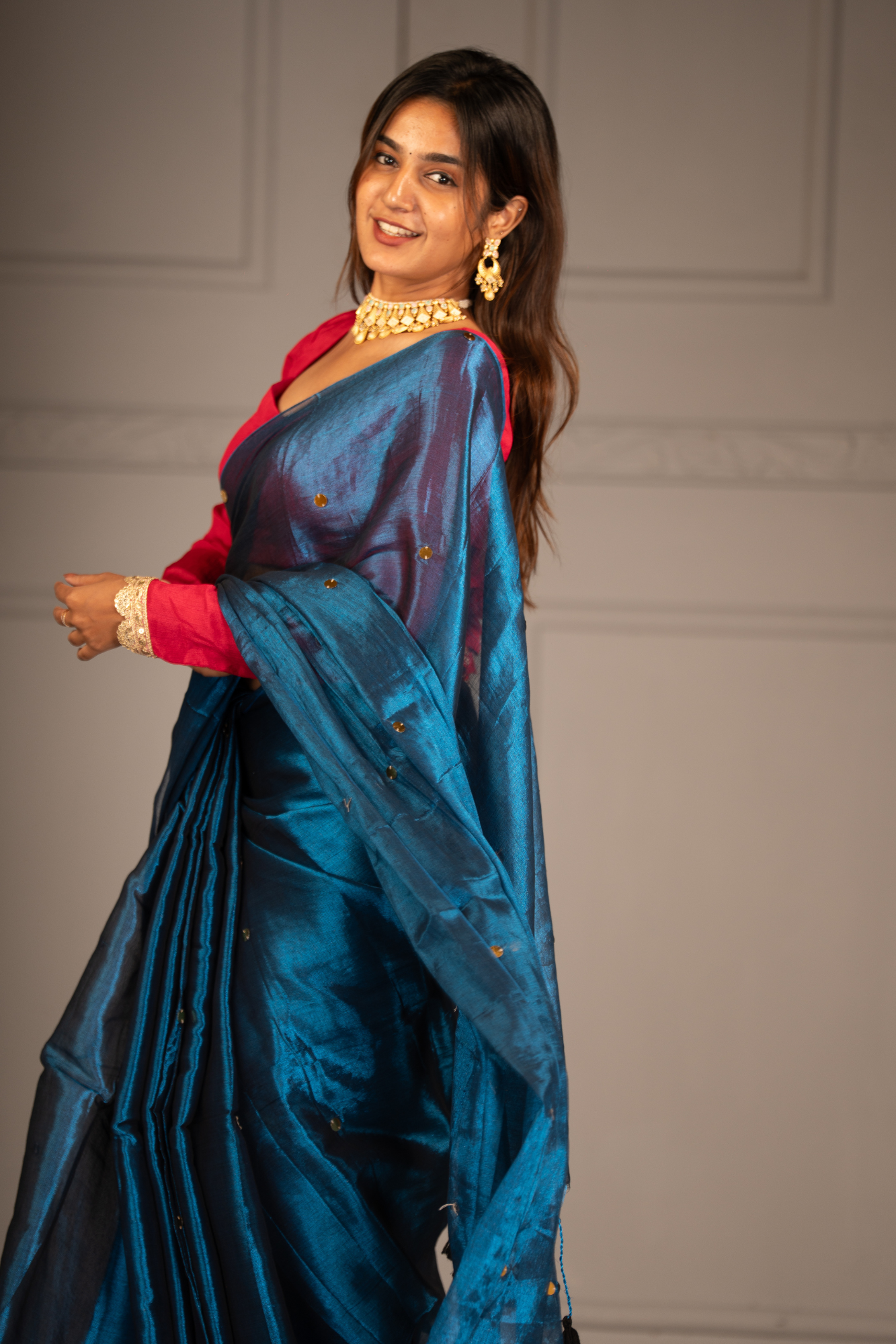 Ocean Dusk (Tissue Mul Cotton Saree)