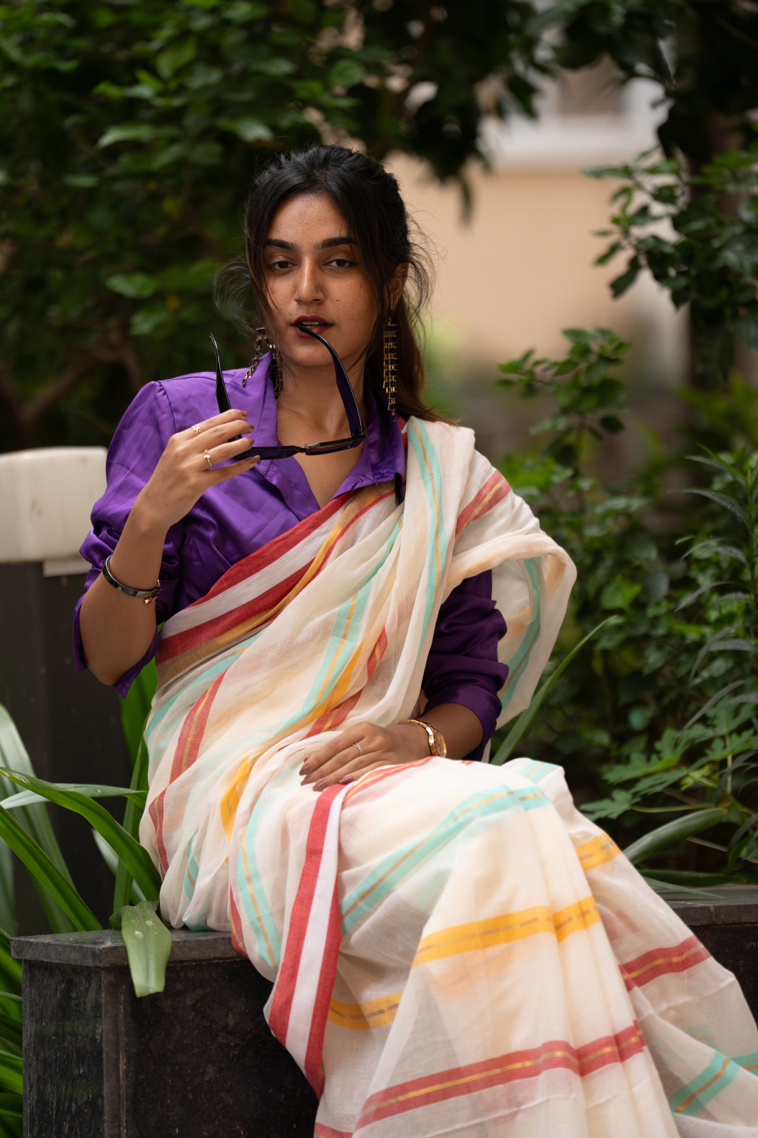 Ivory Carnival (Mul Cotton Saree)