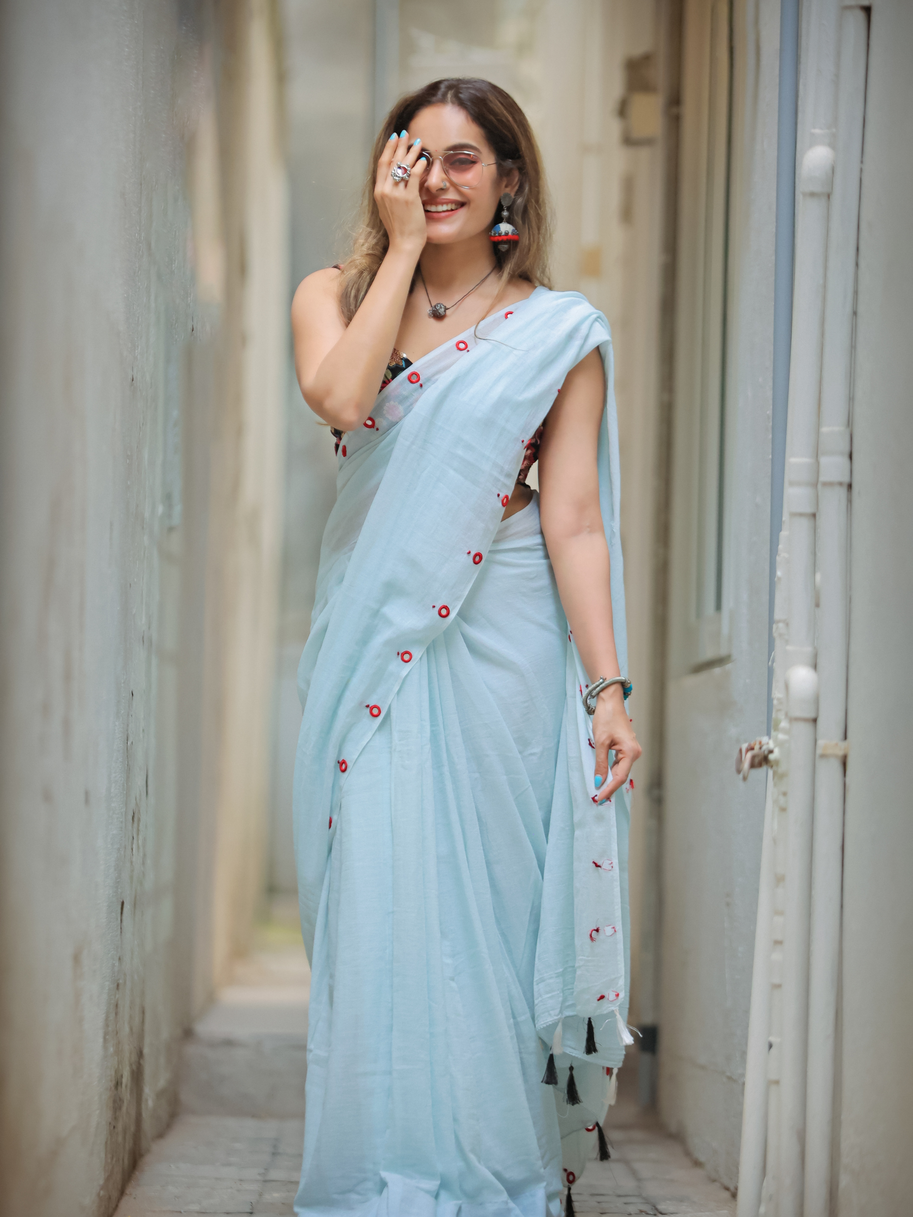 Sparkling Sitara (Pure Mul Cotton Saree) - Main Image