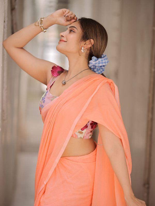 GlamGram (Hand Embroidery Mul Mul Cotton Saree)