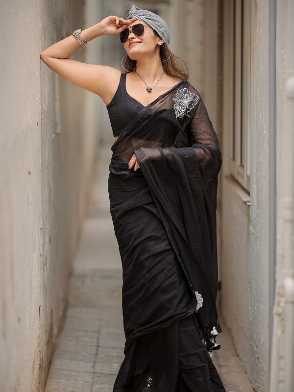 Like & Luxe (Hand Embroidery Mul Mul Cotton Saree)