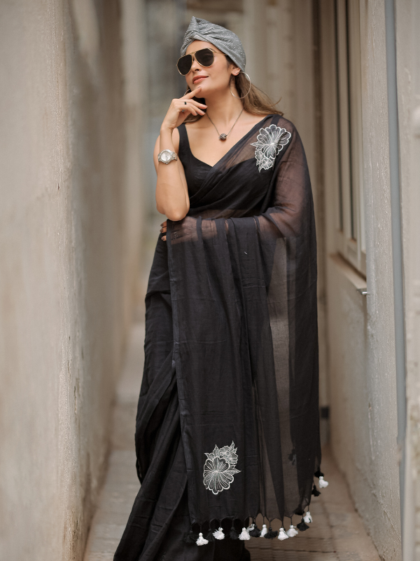 Like & Luxe (Hand Embroidery Mul Mul Cotton Saree)