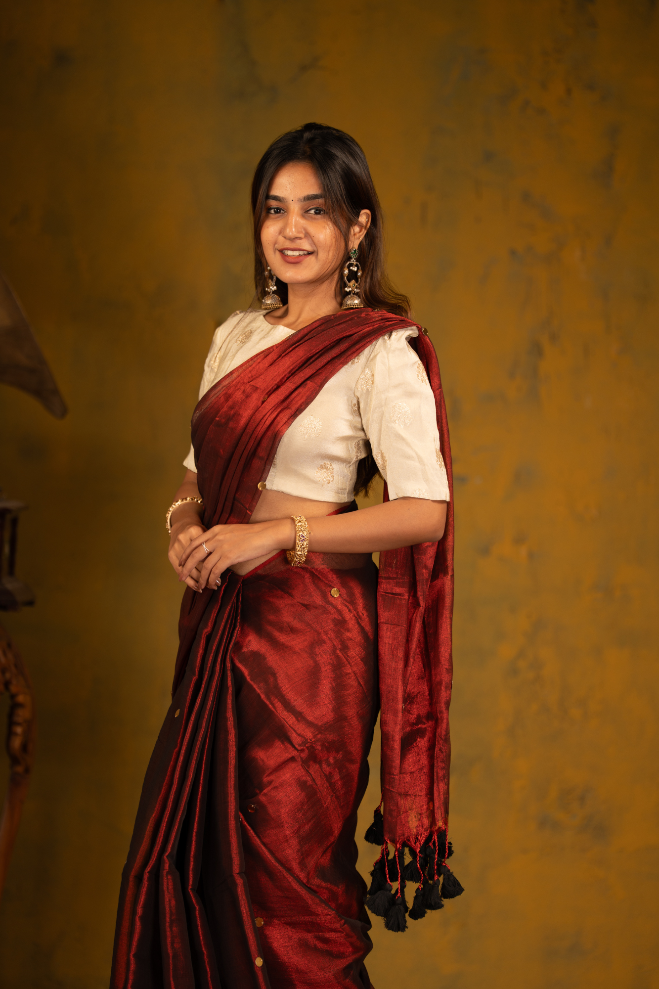 Crimson Flame (Tissue Mul Cotton Saree)