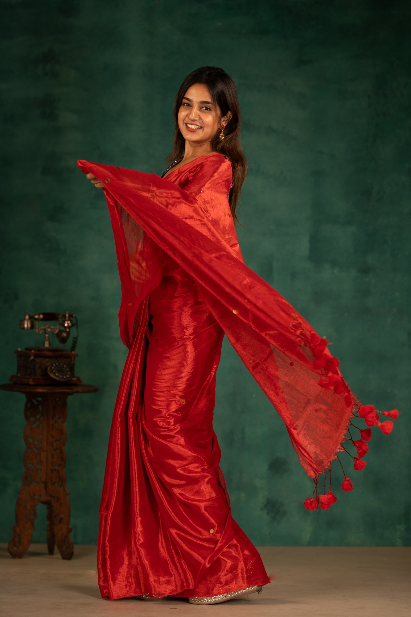 Ruby Radiance (Tissue Mul Cotton Saree)