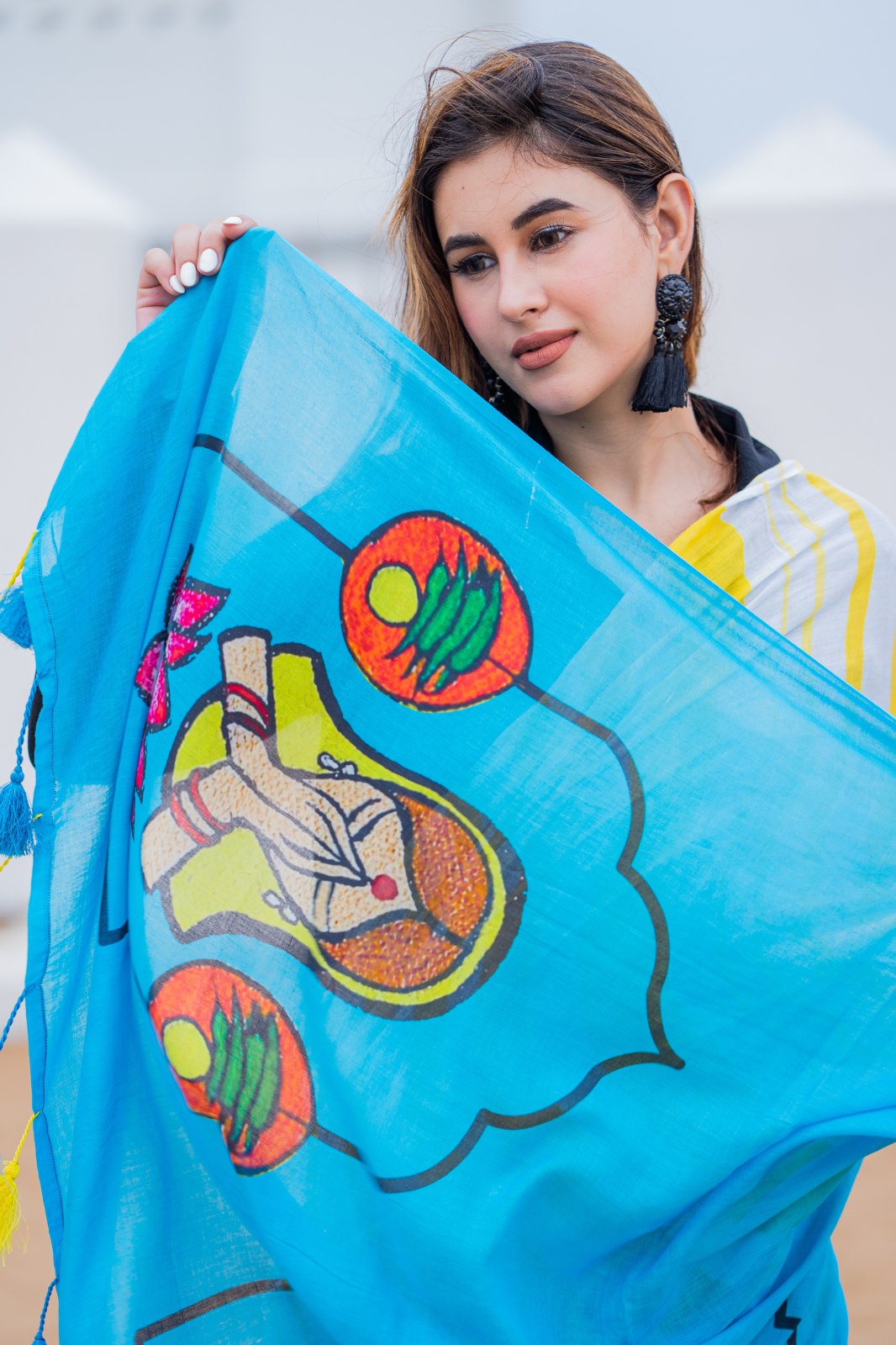 Striped Sunshine Pop (Mul Cotton Saree)