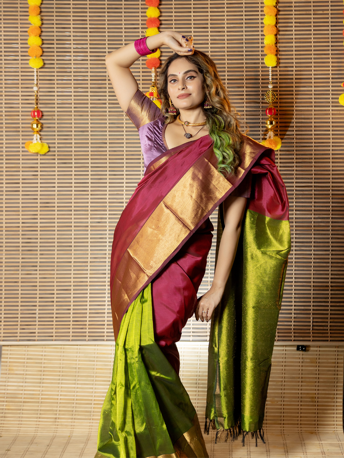 Pratibha (Handwoven Silk Cotton Saree + Running Blouse Fabric)