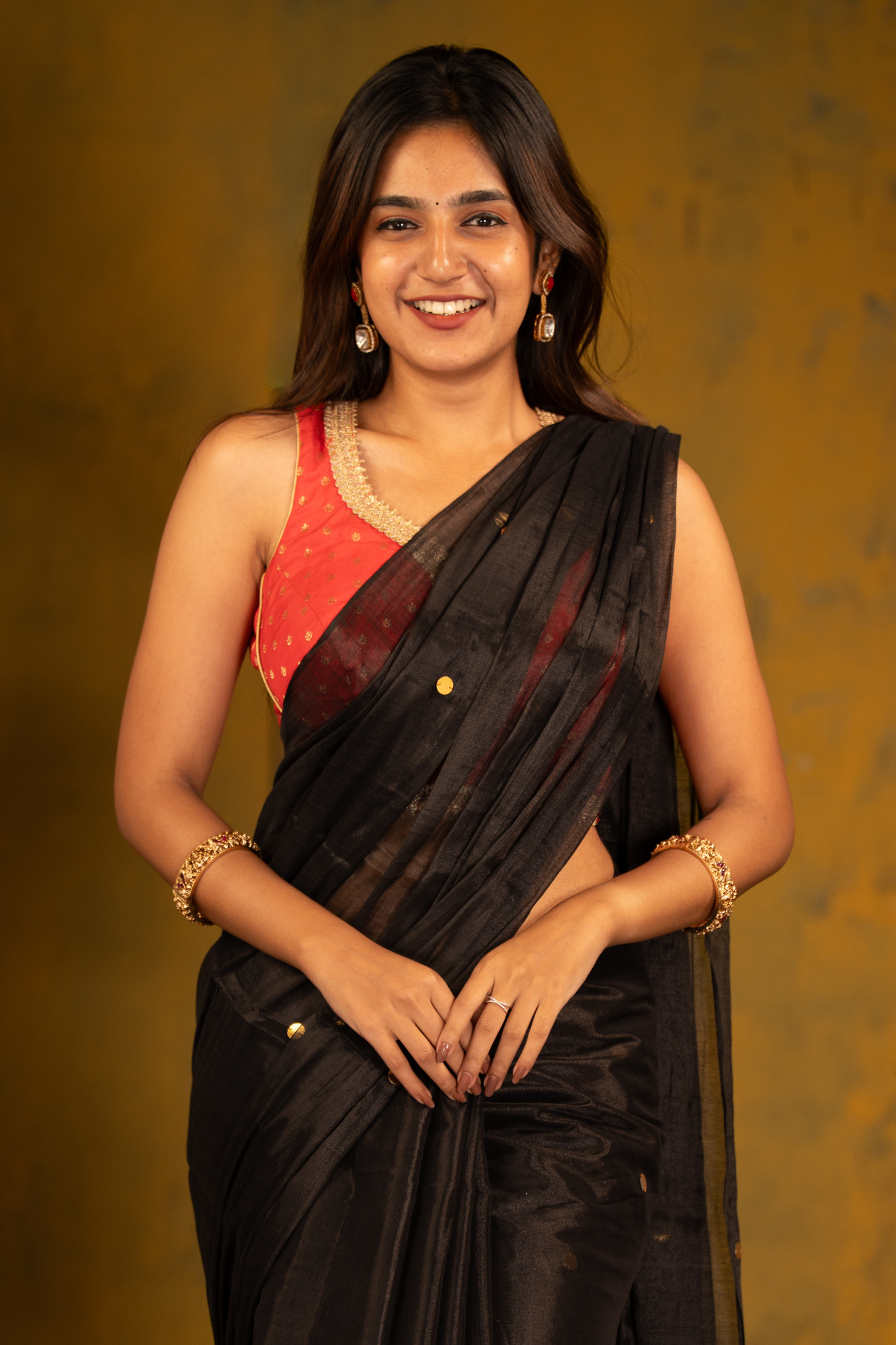 Midnight Ember (Tissue Mul Cotton Saree)