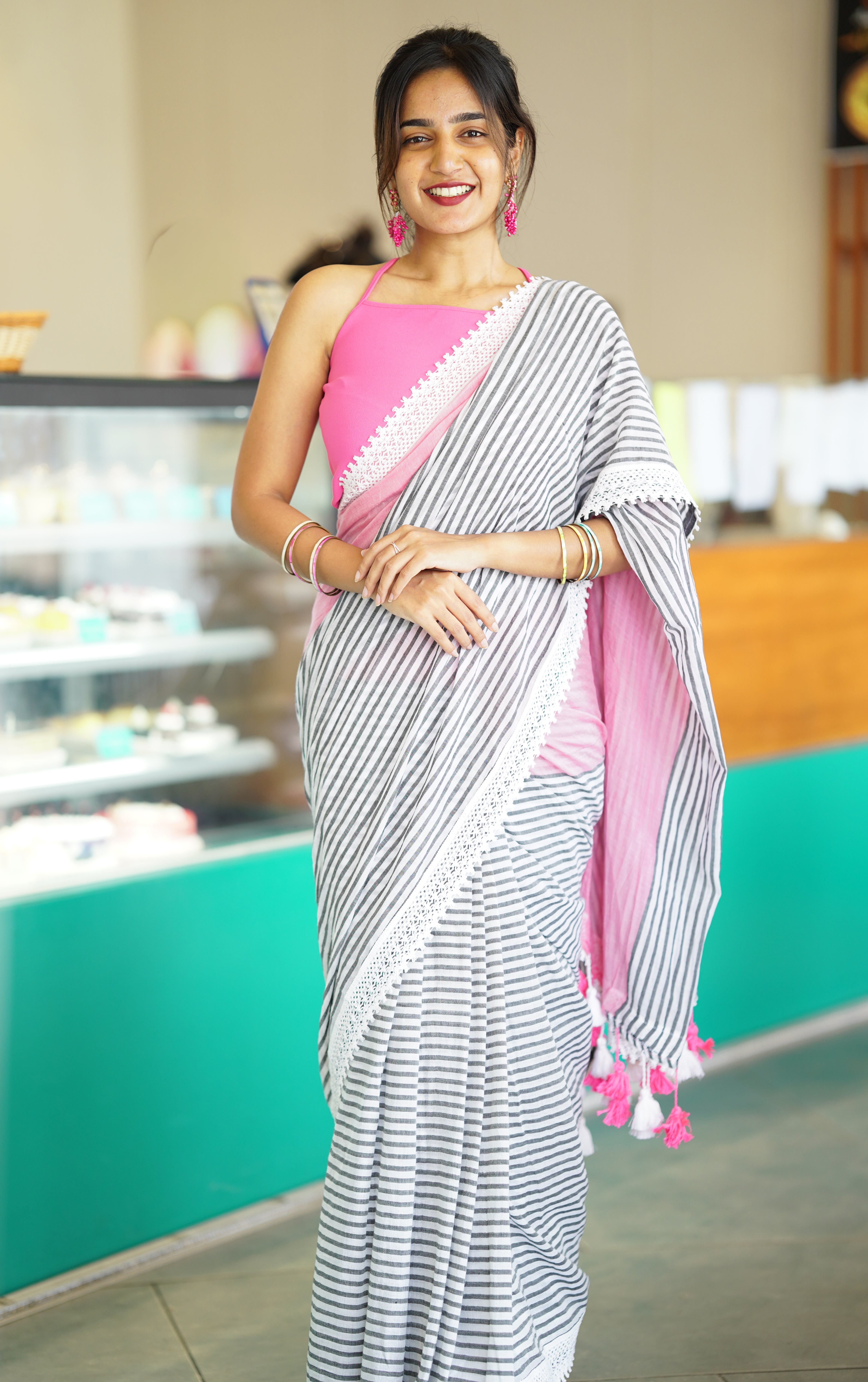 Candy Striped Whisper (Mul Cotton Saree)