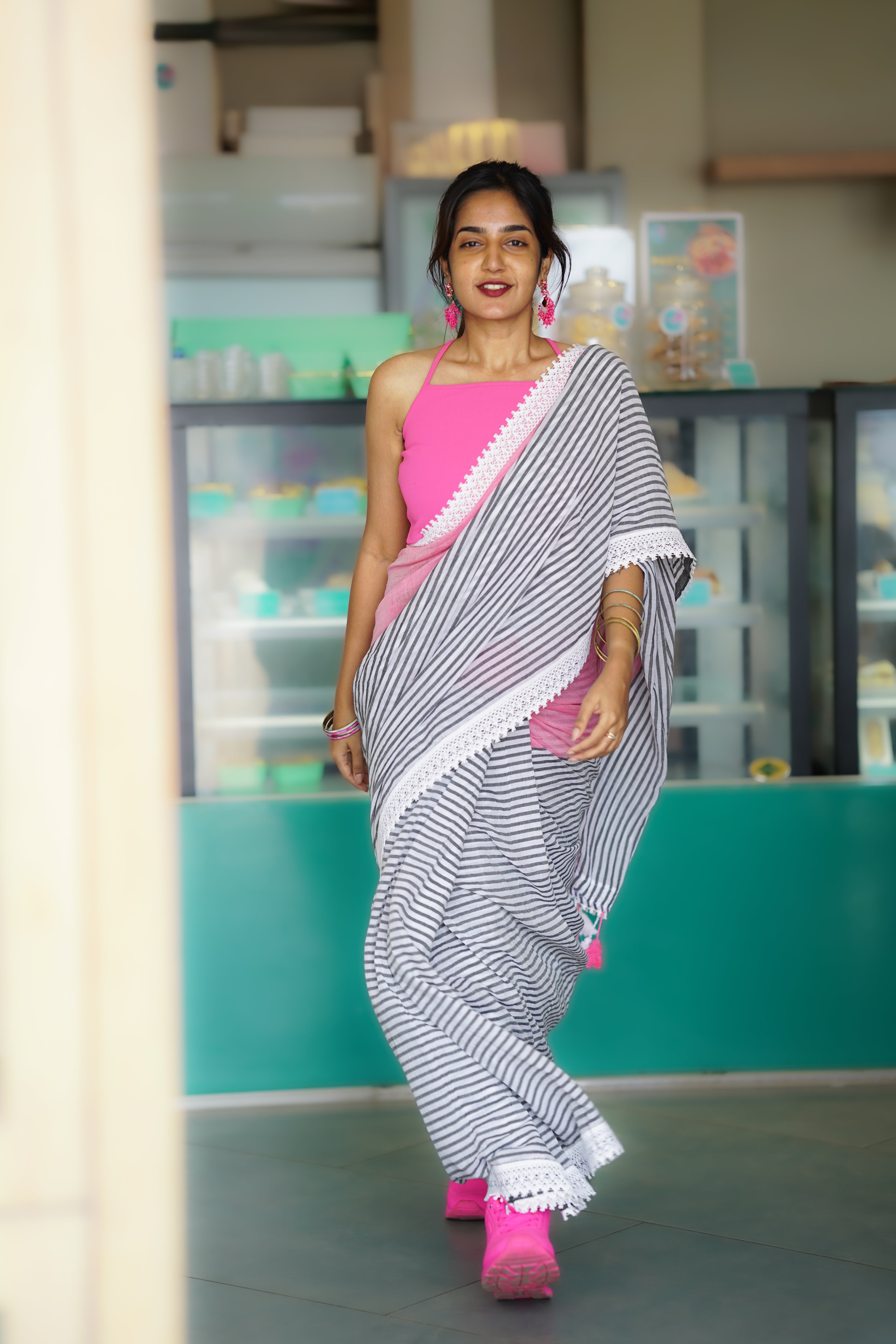 Candy Striped Whisper (Mul Cotton Saree)