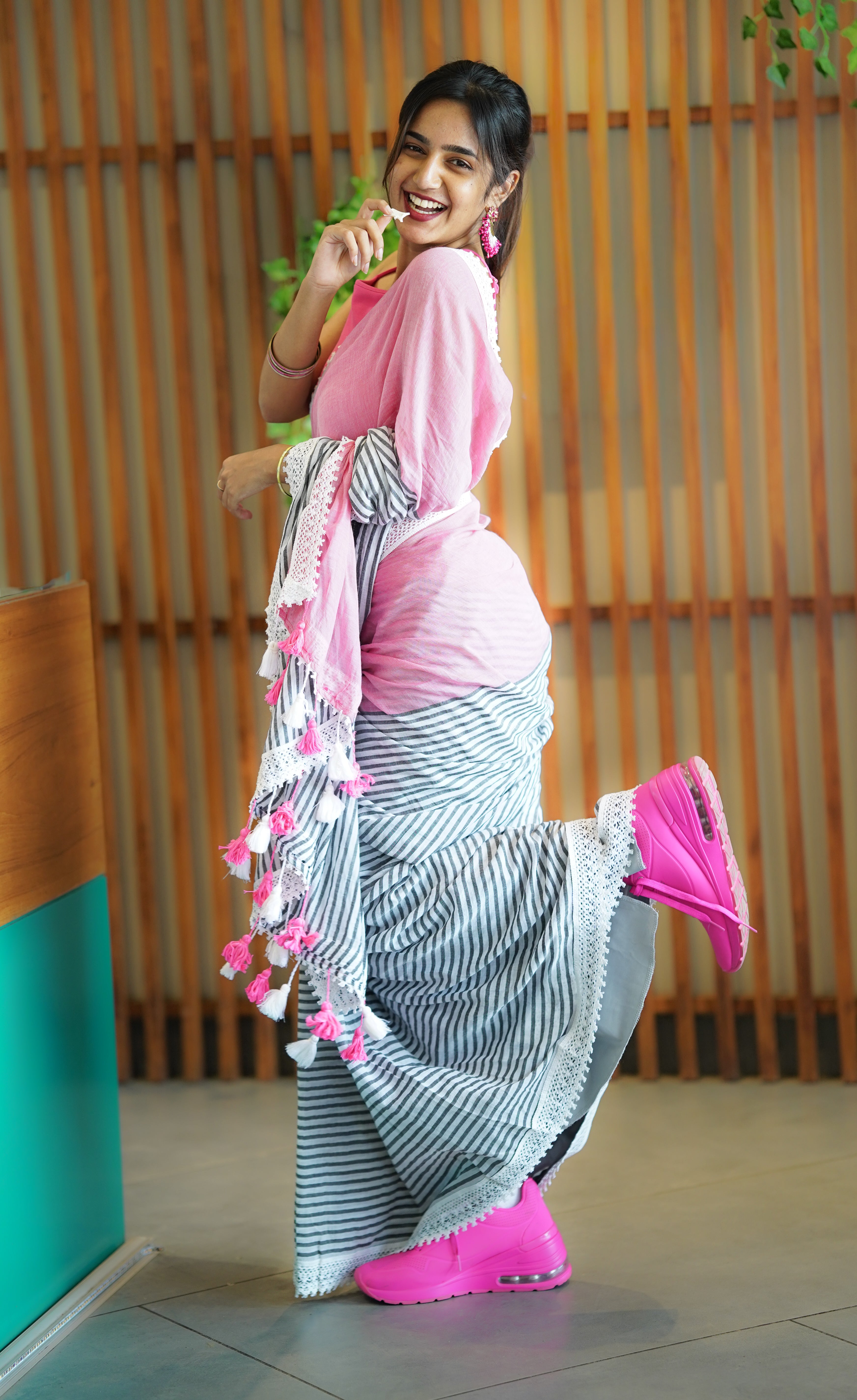 Candy Striped Whisper (Mul Cotton Saree)