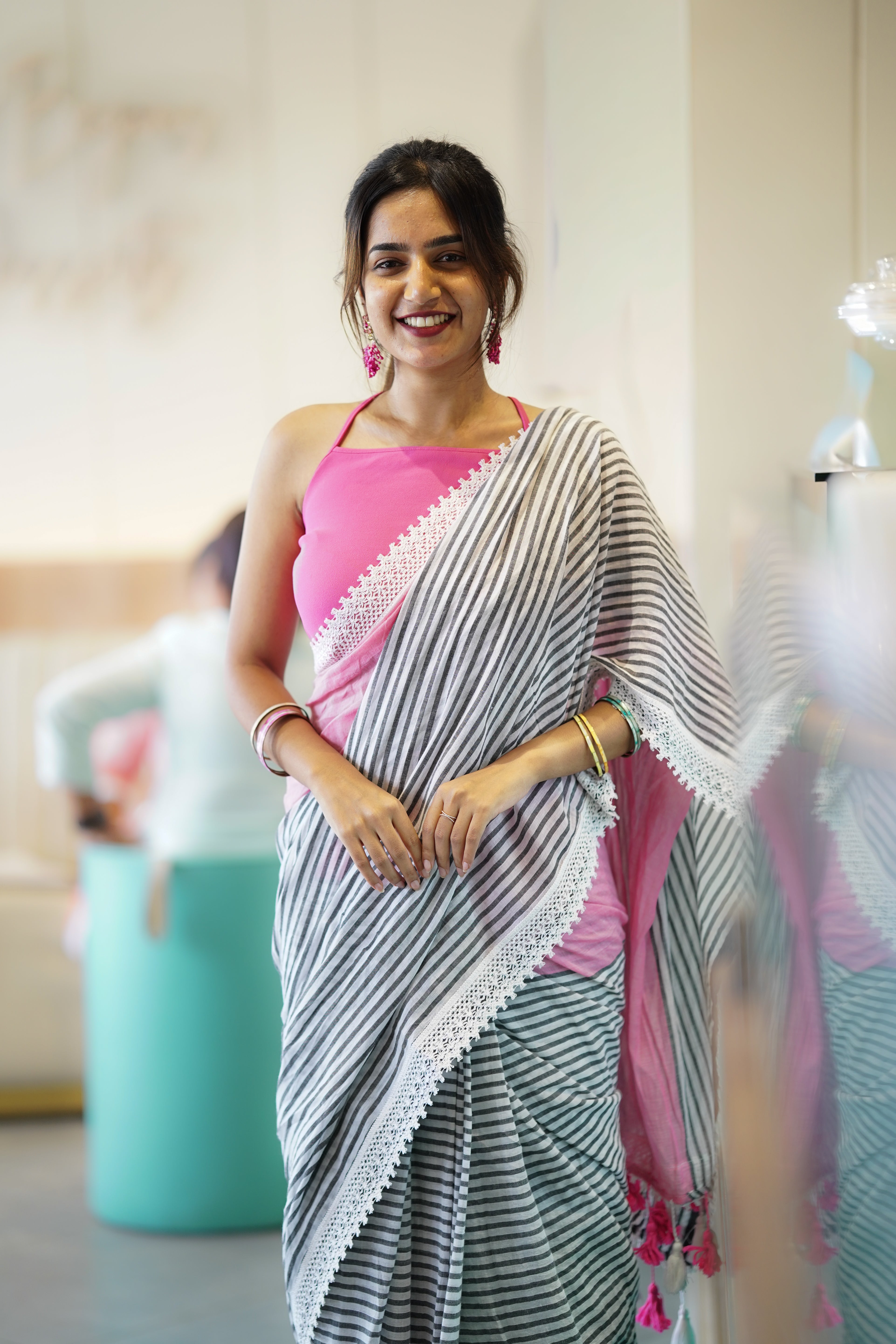 Candy Striped Whisper (Mul Cotton Saree)