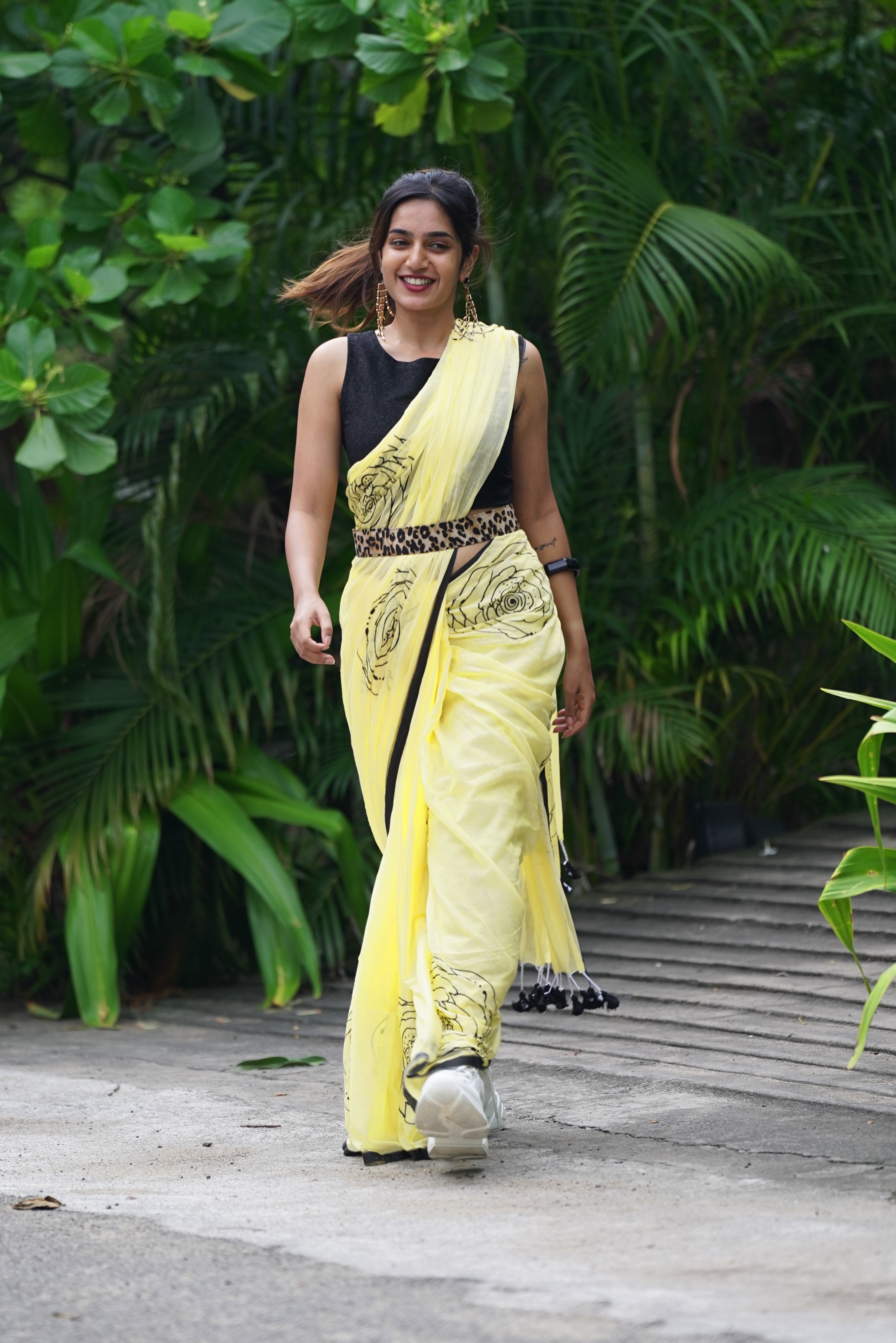 Cheeky Citrus Bloom (Mul Cotton Saree)