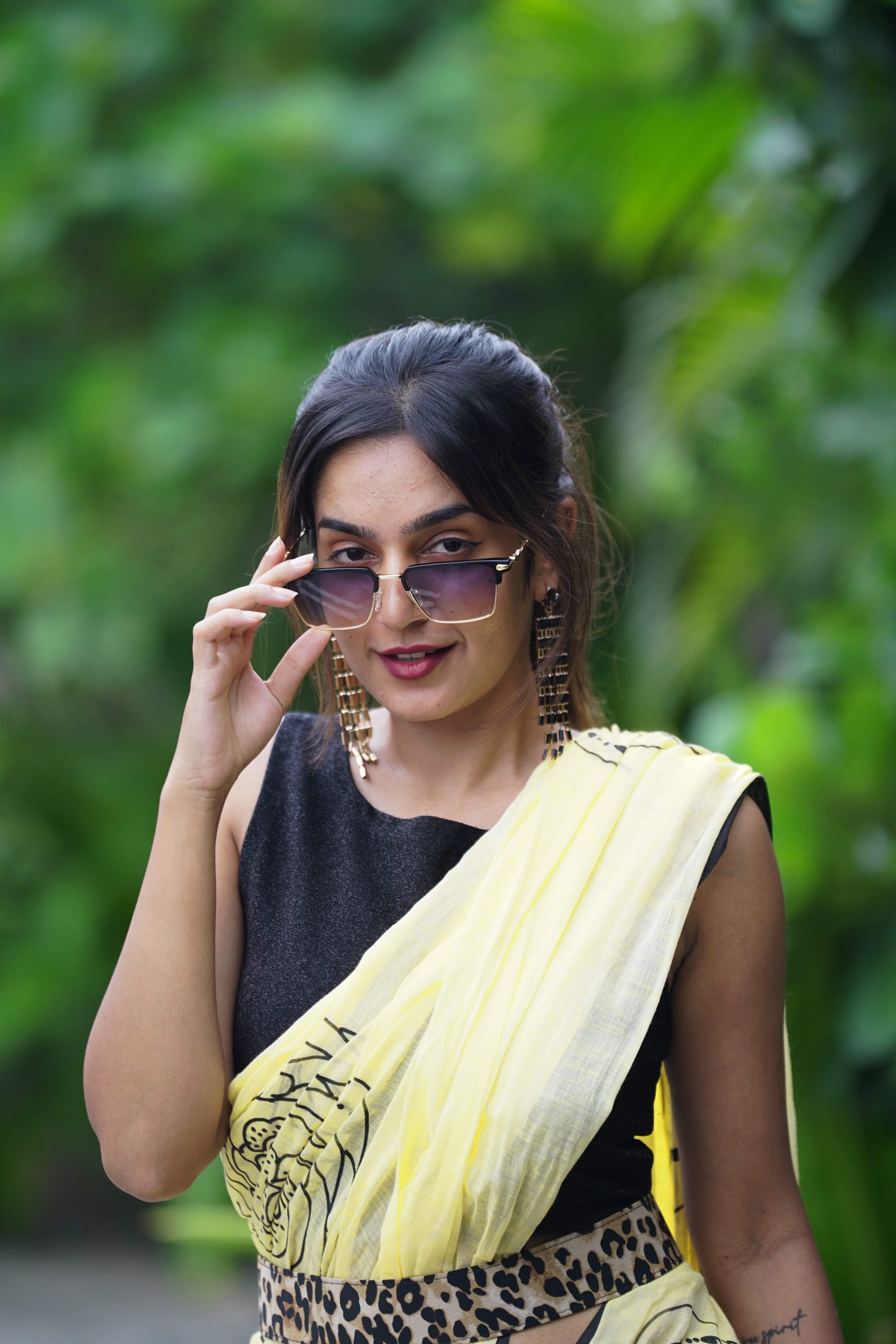 Cheeky Citrus Bloom (Mul Cotton Saree)