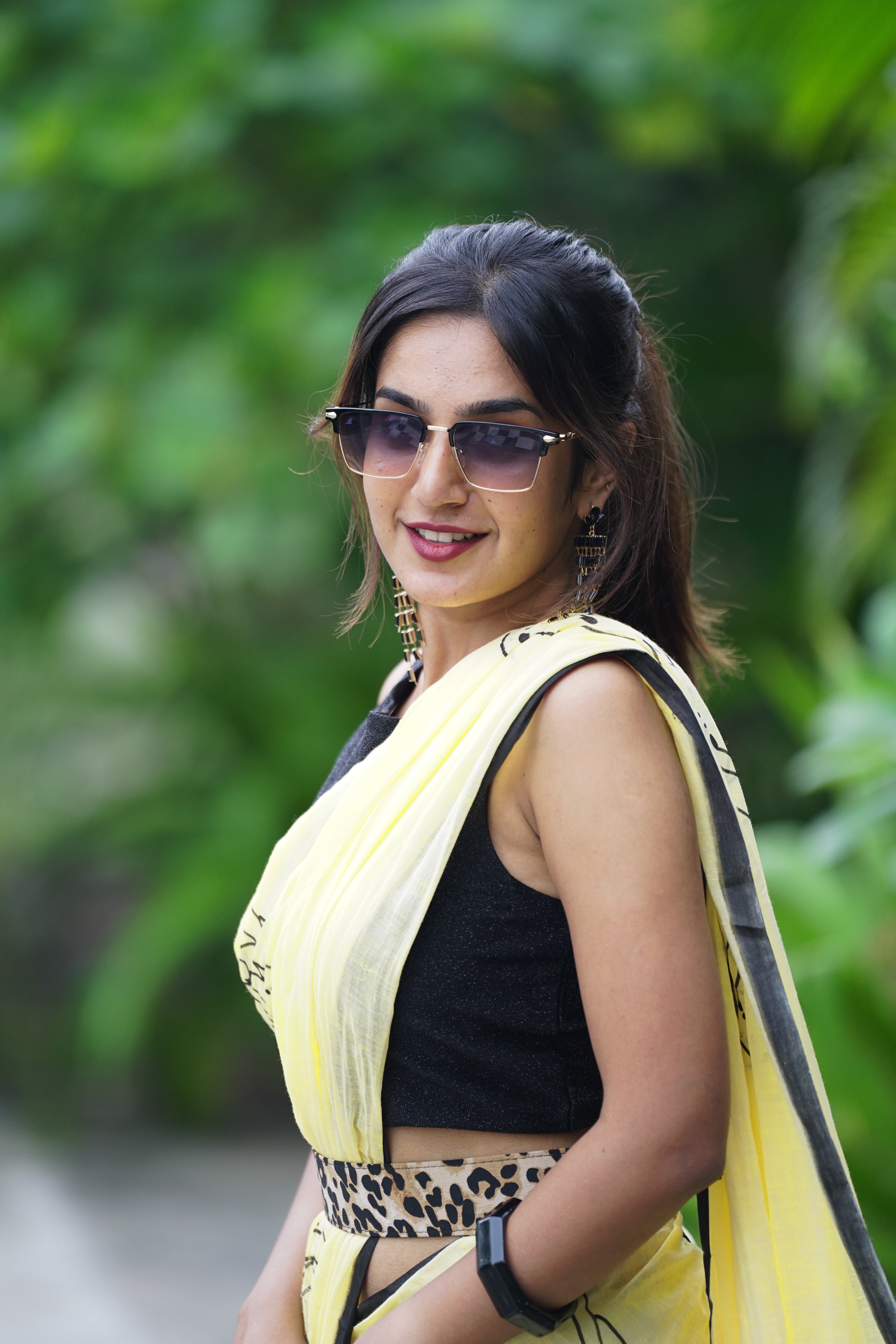 Cheeky Citrus Bloom (Mul Cotton Saree)