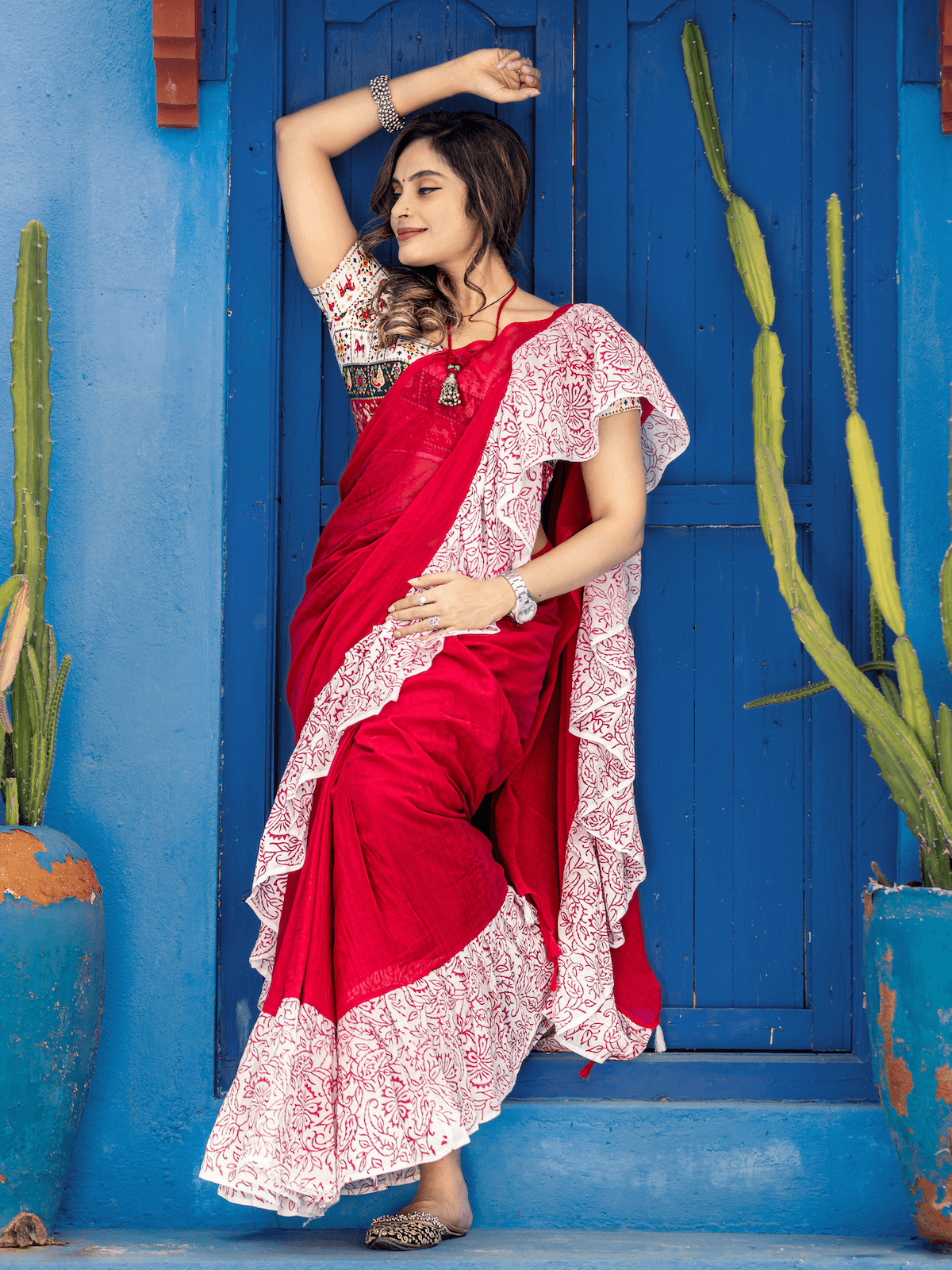 Laal Salaam Saree (Crimson Embrace)