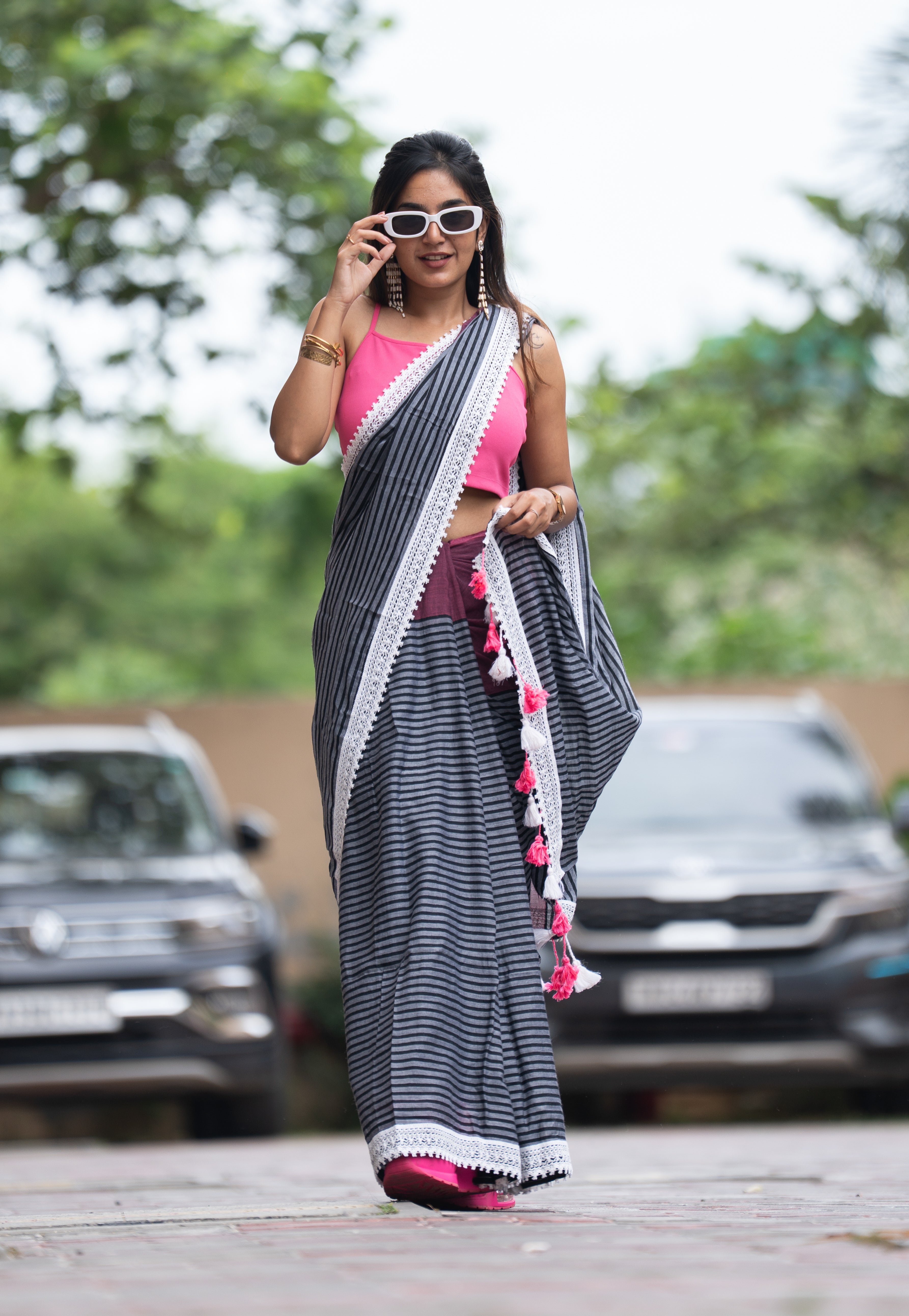 Sassy Striped Hype (Mul Cotton Saree)