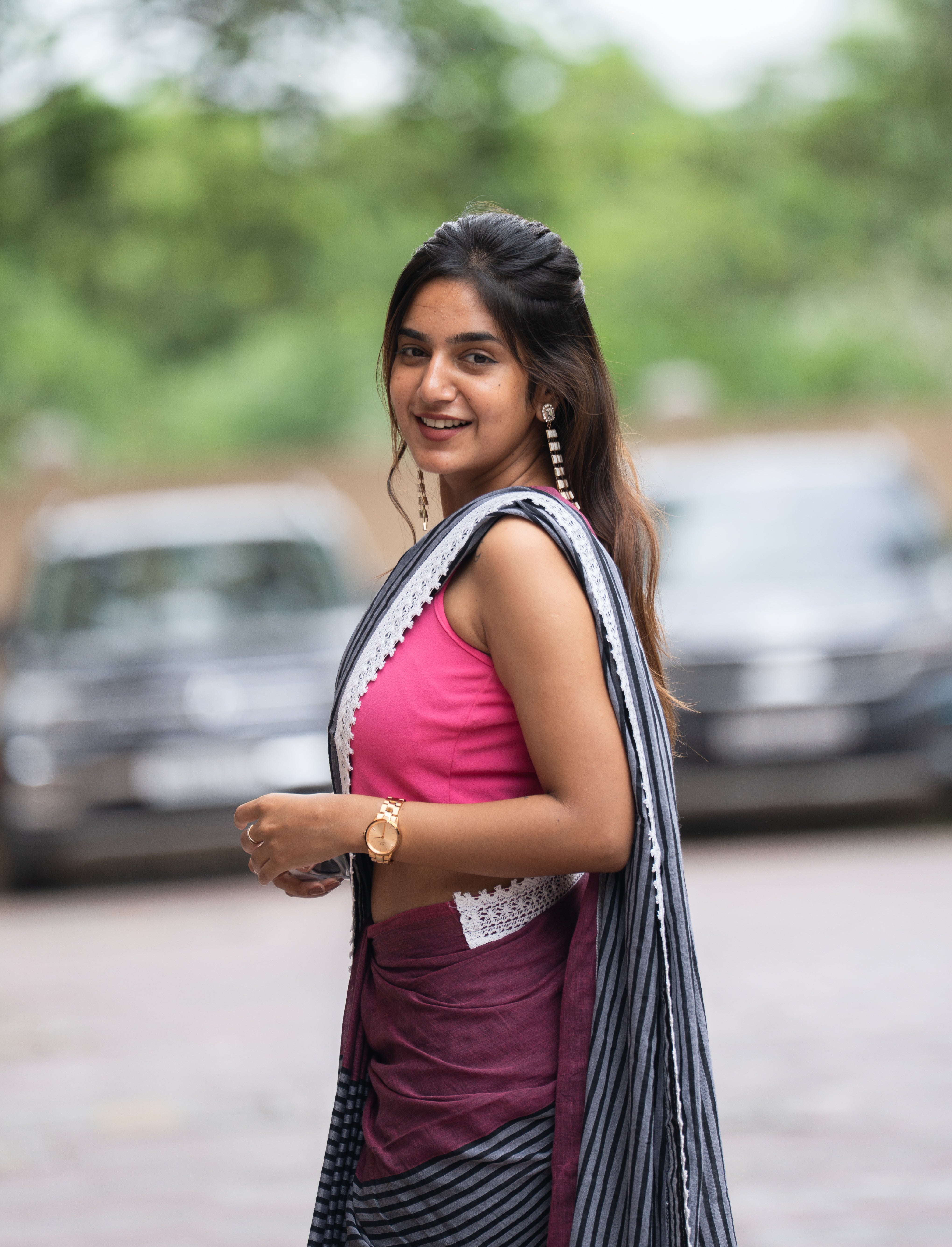 Sassy Striped Hype (Mul Cotton Saree)