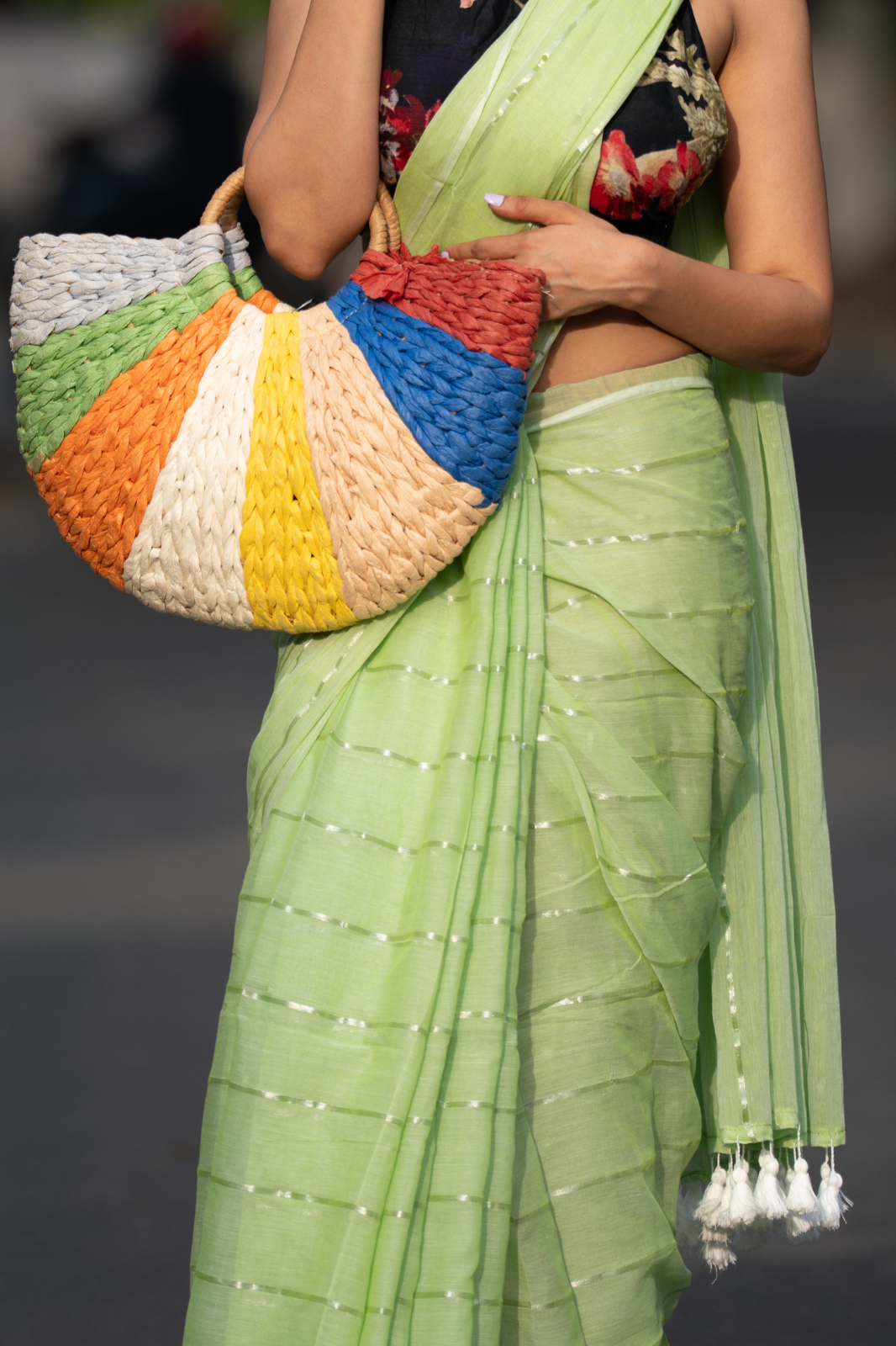 The Verdant Muse (Mul Mul Cotton Saree)