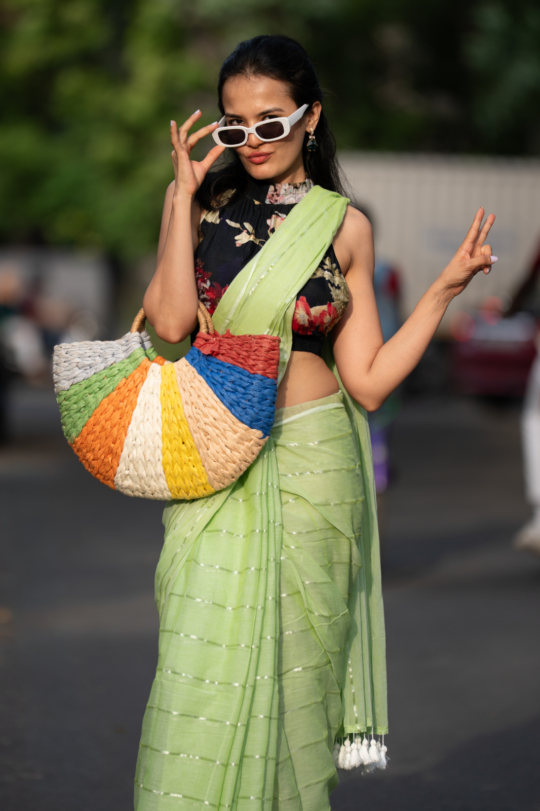 The Verdant Muse (Mul Mul Cotton Saree)