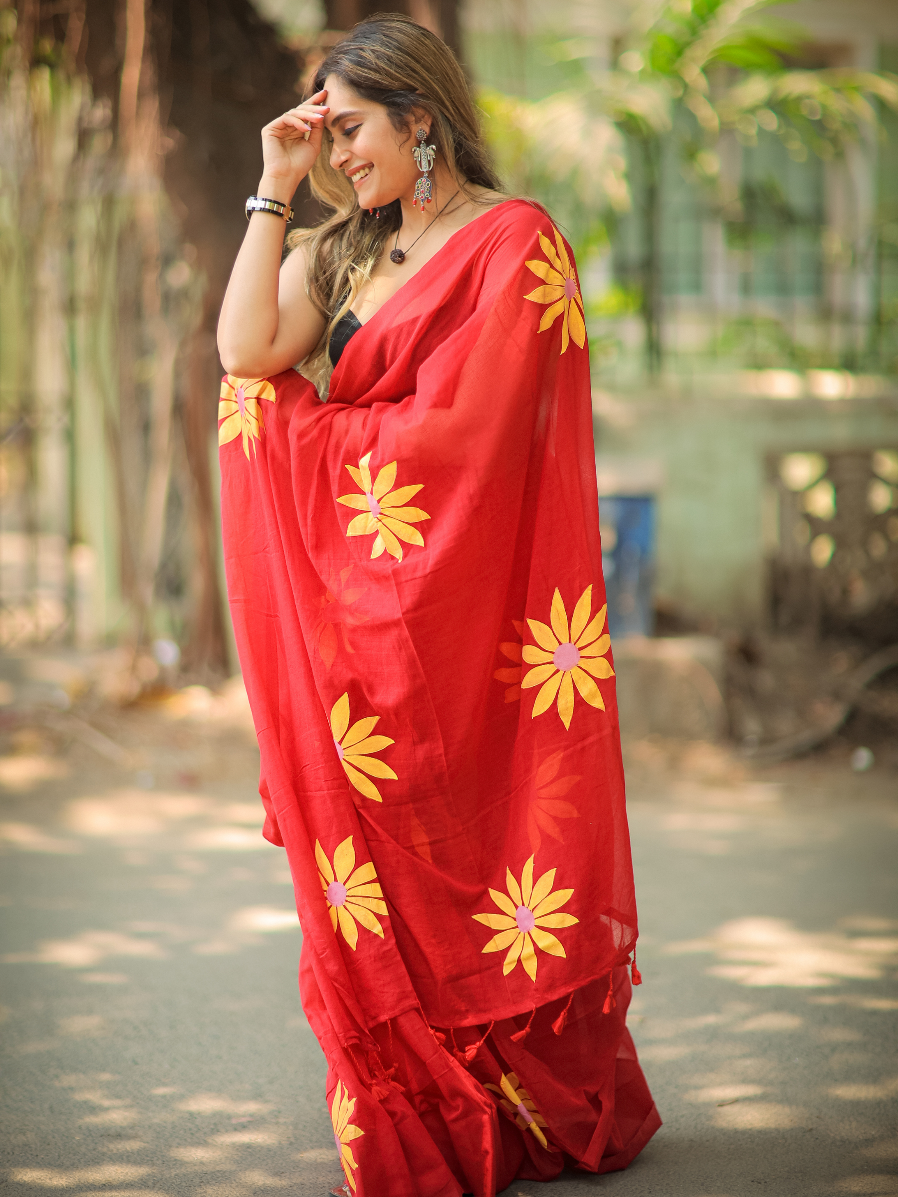 Watermelon Whirl (Pure Mul Cotton Saree)