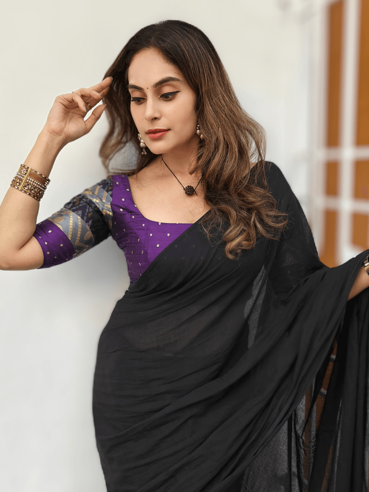 Black Siyahi (Pure Mul Cotton Saree)