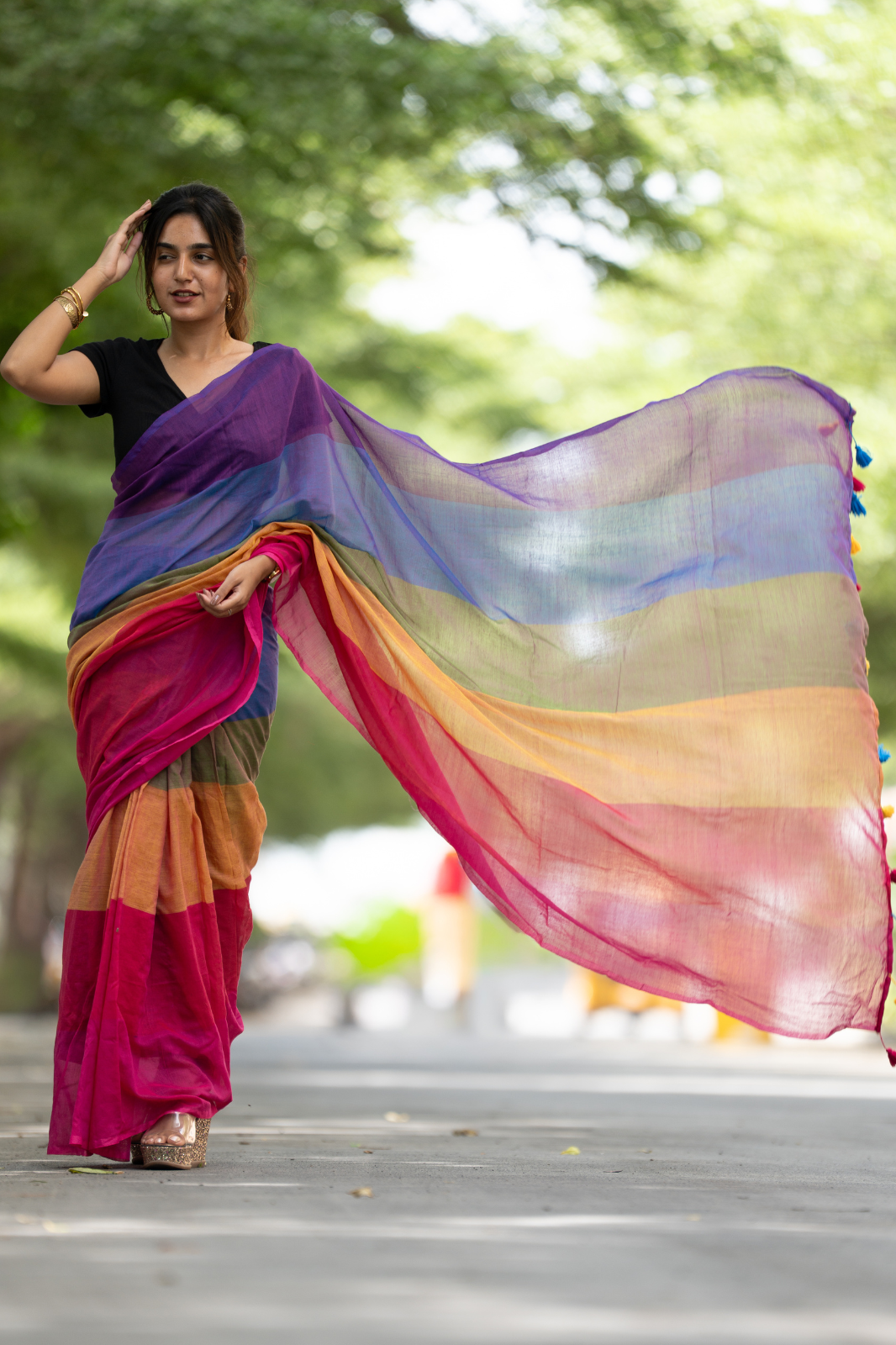 Peppy Color Rush (Mul Cotton Saree)