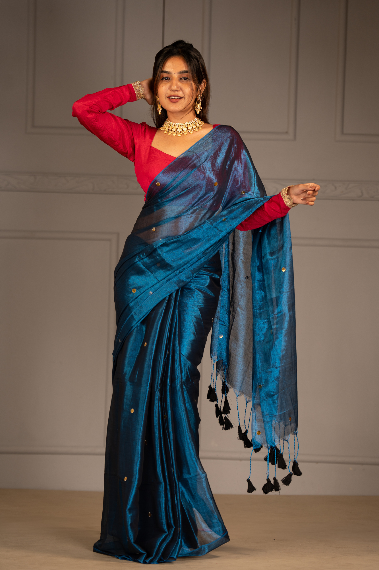 Ocean Dusk (Tissue Mul Cotton Saree)