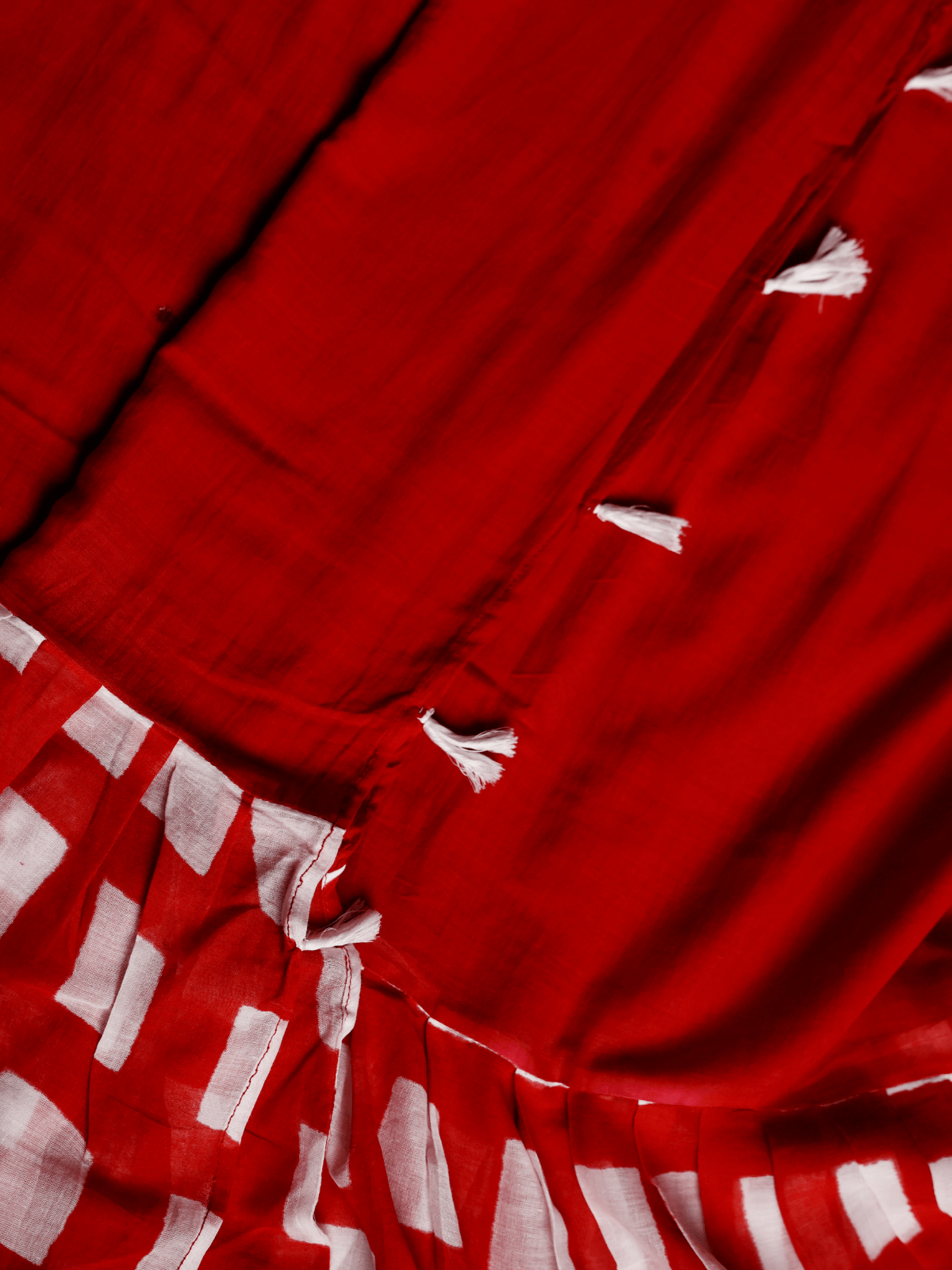 Red Frill Checked (Pure Mul Cotton Saree)