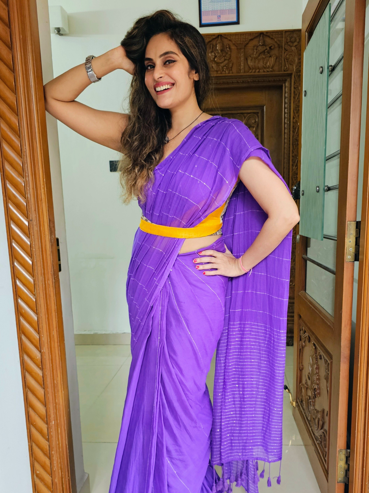 Amethyst Elegance (Pure Mul Cotton Saree)