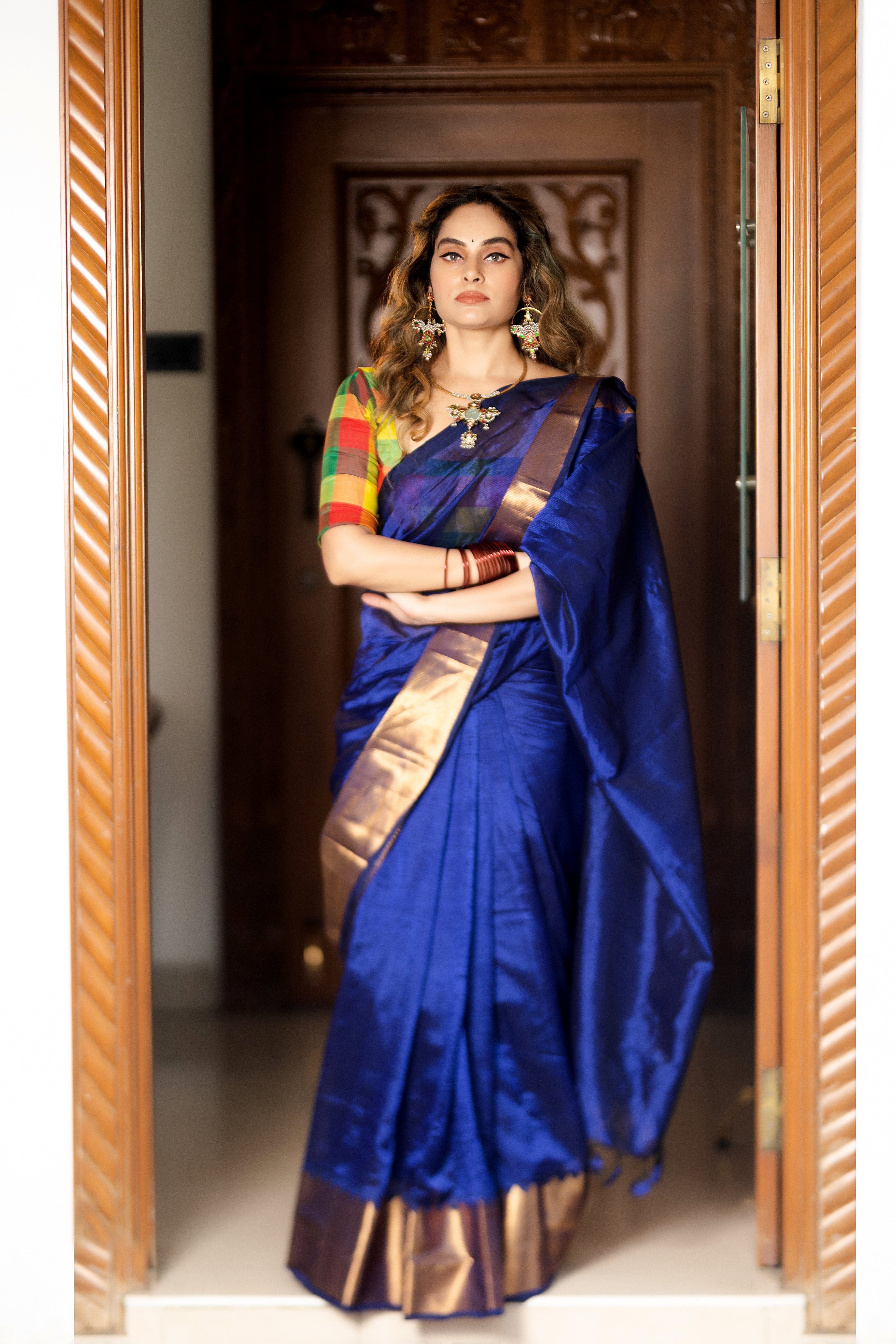 Yamini (Handwoven Silk Cotton Saree + Running Blouse Fabric)