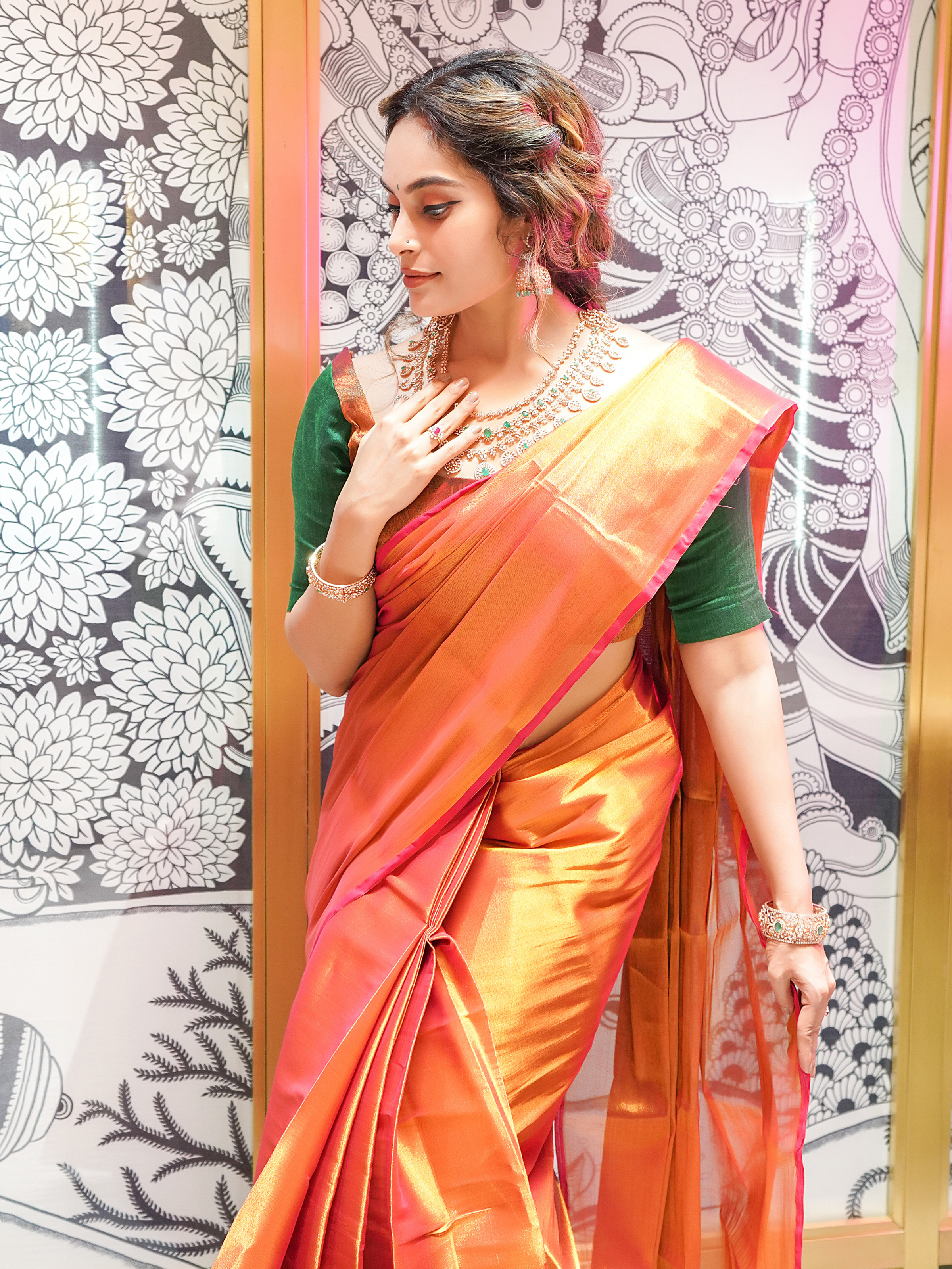 Pink Silk Saree with Printed,weaving - SR23494