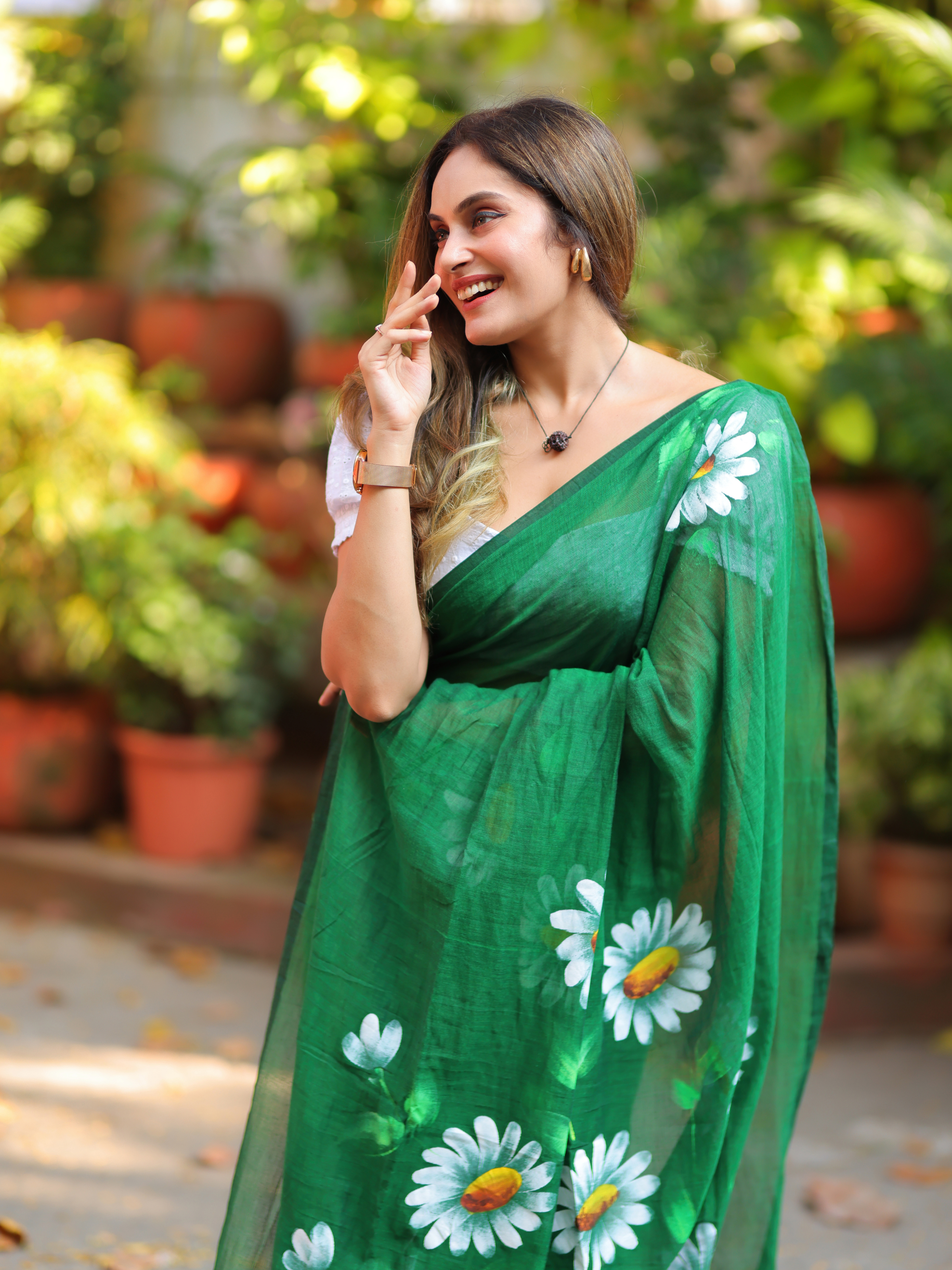 Green Chilli Lassi (Pure Mul Cotton Saree)