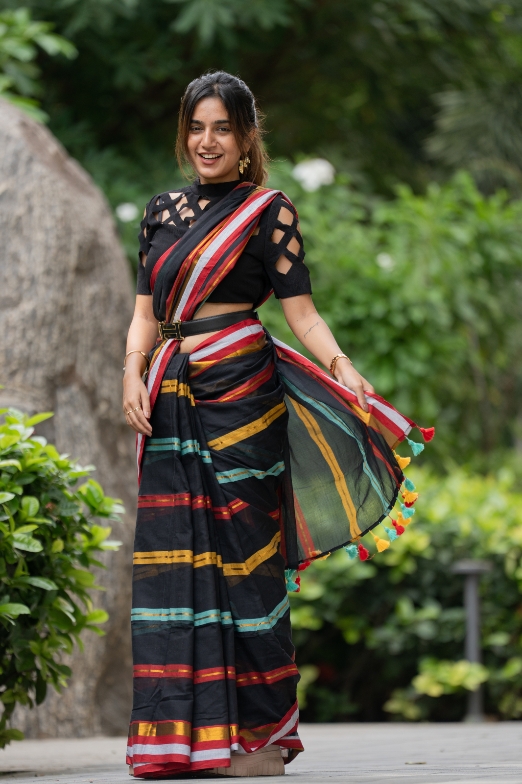 Midnight Riot (Mul Cotton Saree)