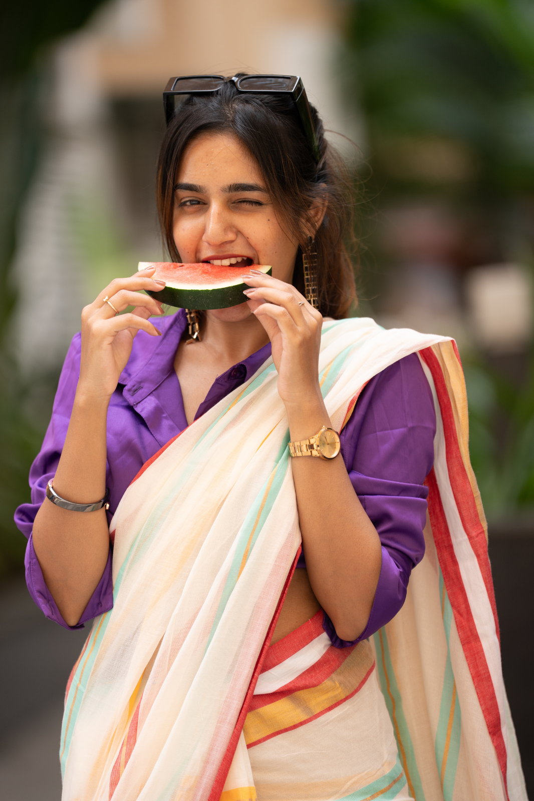Ivory Carnival (Mul Cotton Saree)