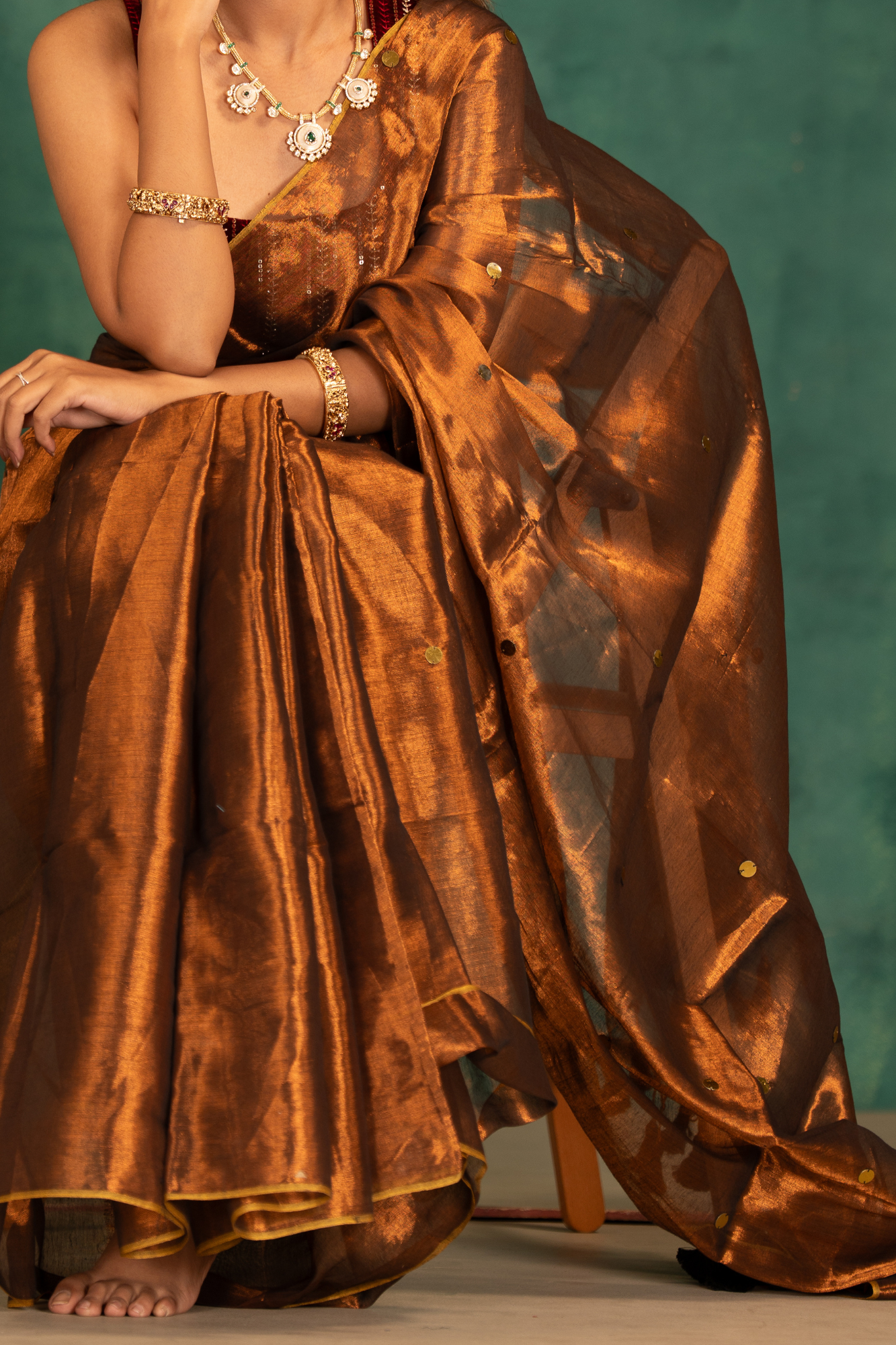 Amber Gleam (Tissue Mul Cotton Saree)