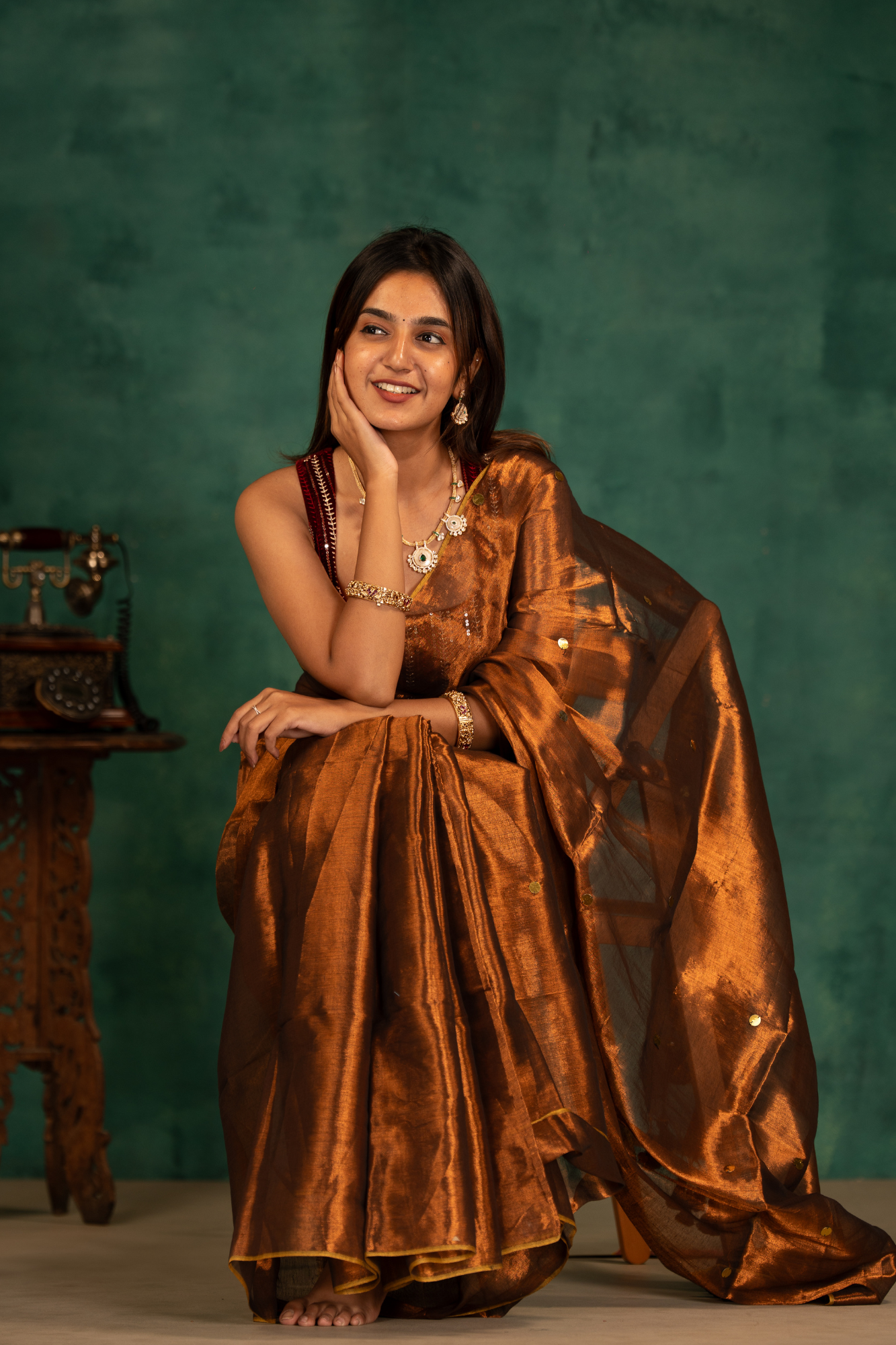 Amber Gleam (Tissue Mul Cotton Saree)