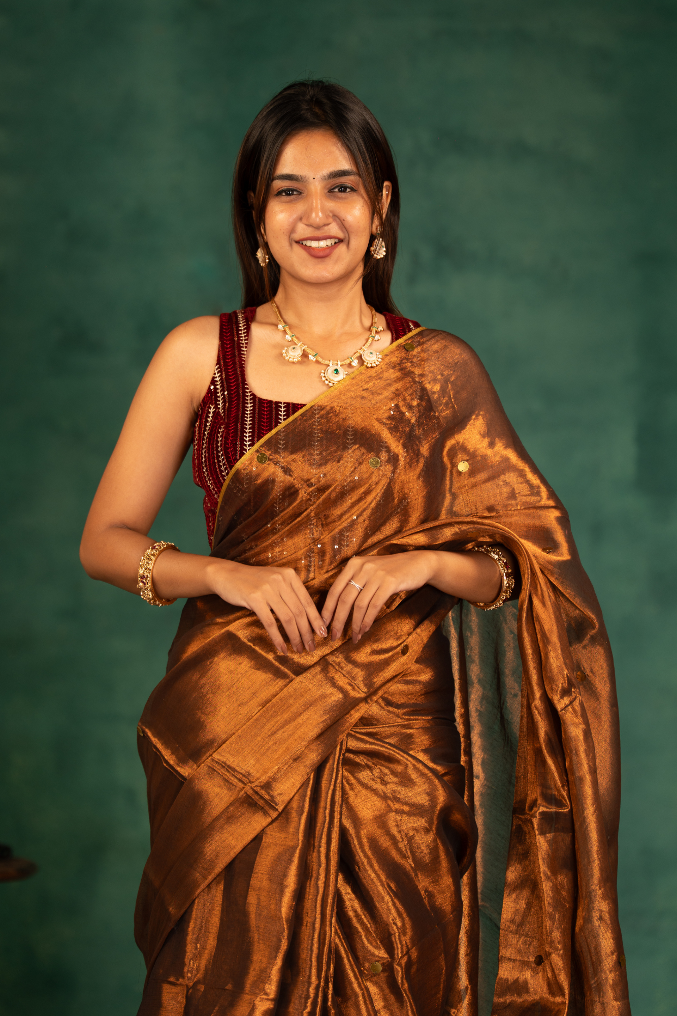 Amber Gleam (Tissue Mul Cotton Saree)