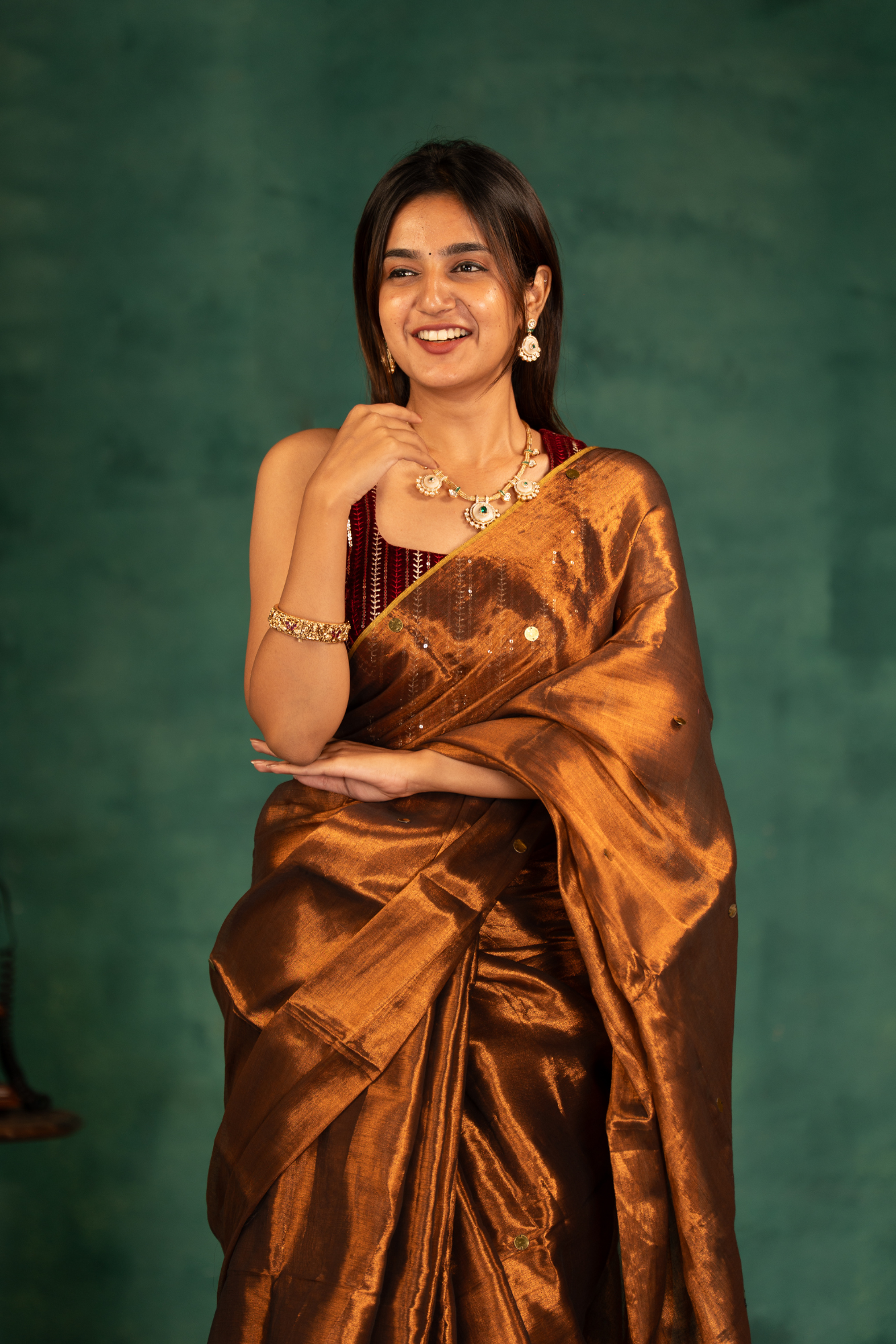 Amber Gleam (Tissue Mul Cotton Saree)