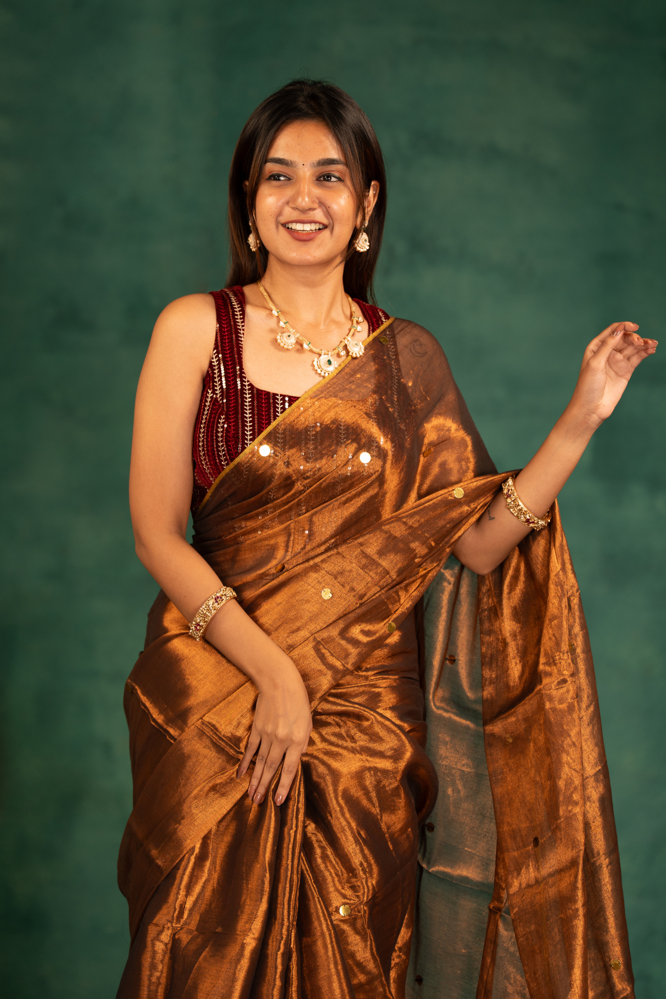 Amber Gleam (Tissue Mul Cotton Saree)
