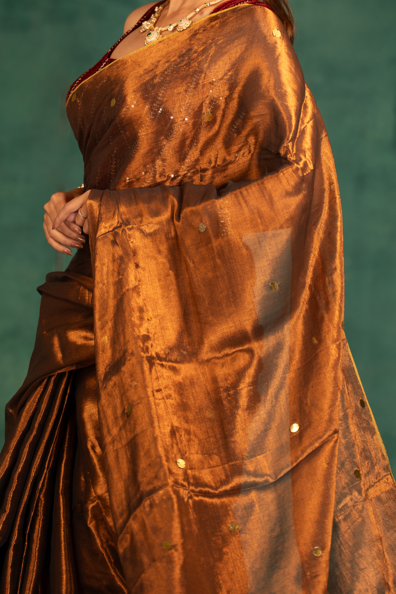 Amber Gleam (Tissue Mul Cotton Saree)