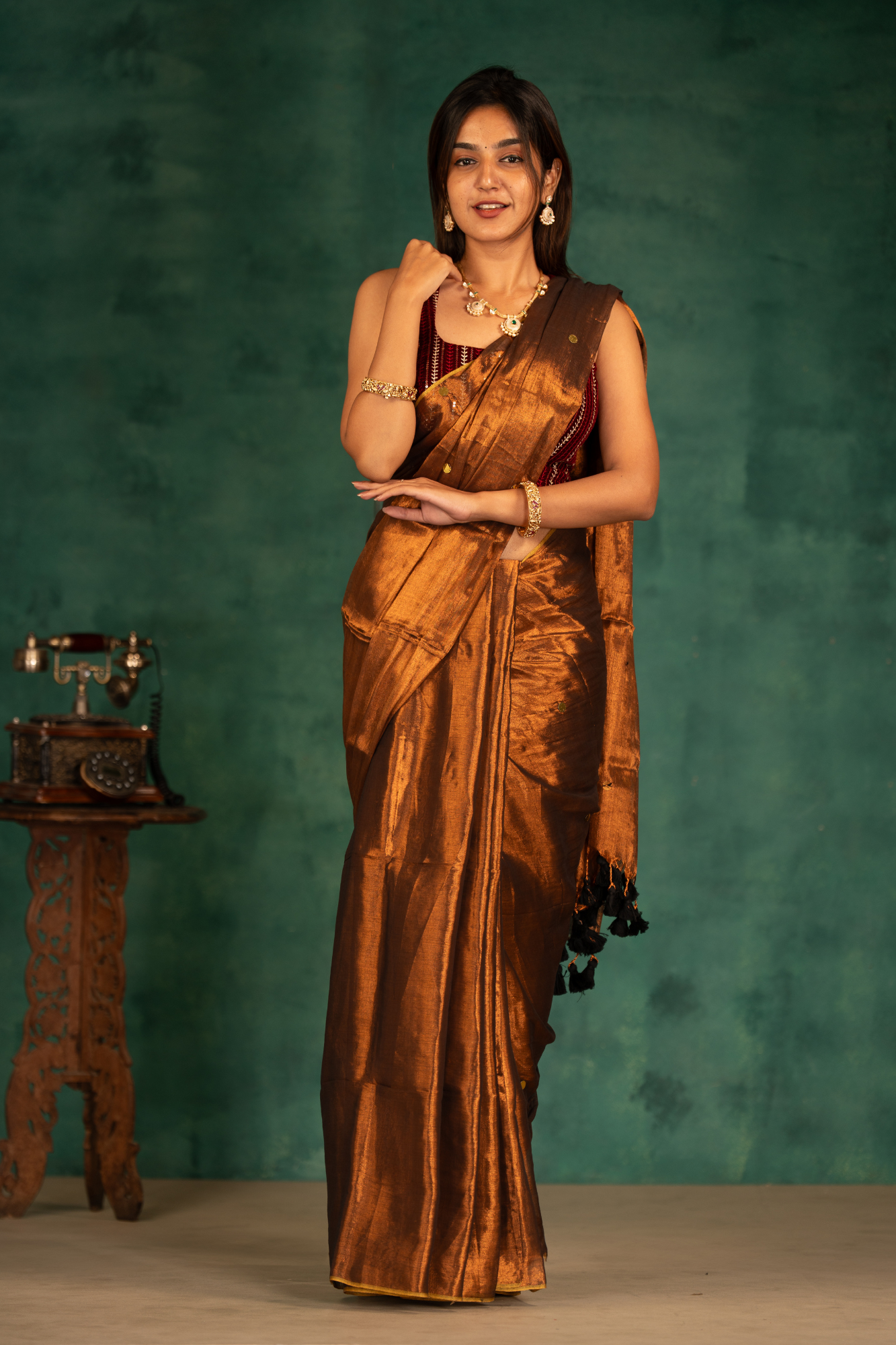 Amber Gleam (Tissue Mul Cotton Saree)