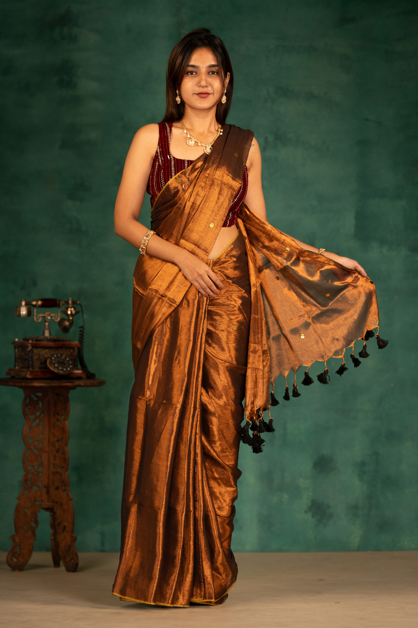 Amber Gleam (Tissue Mul Cotton Saree)