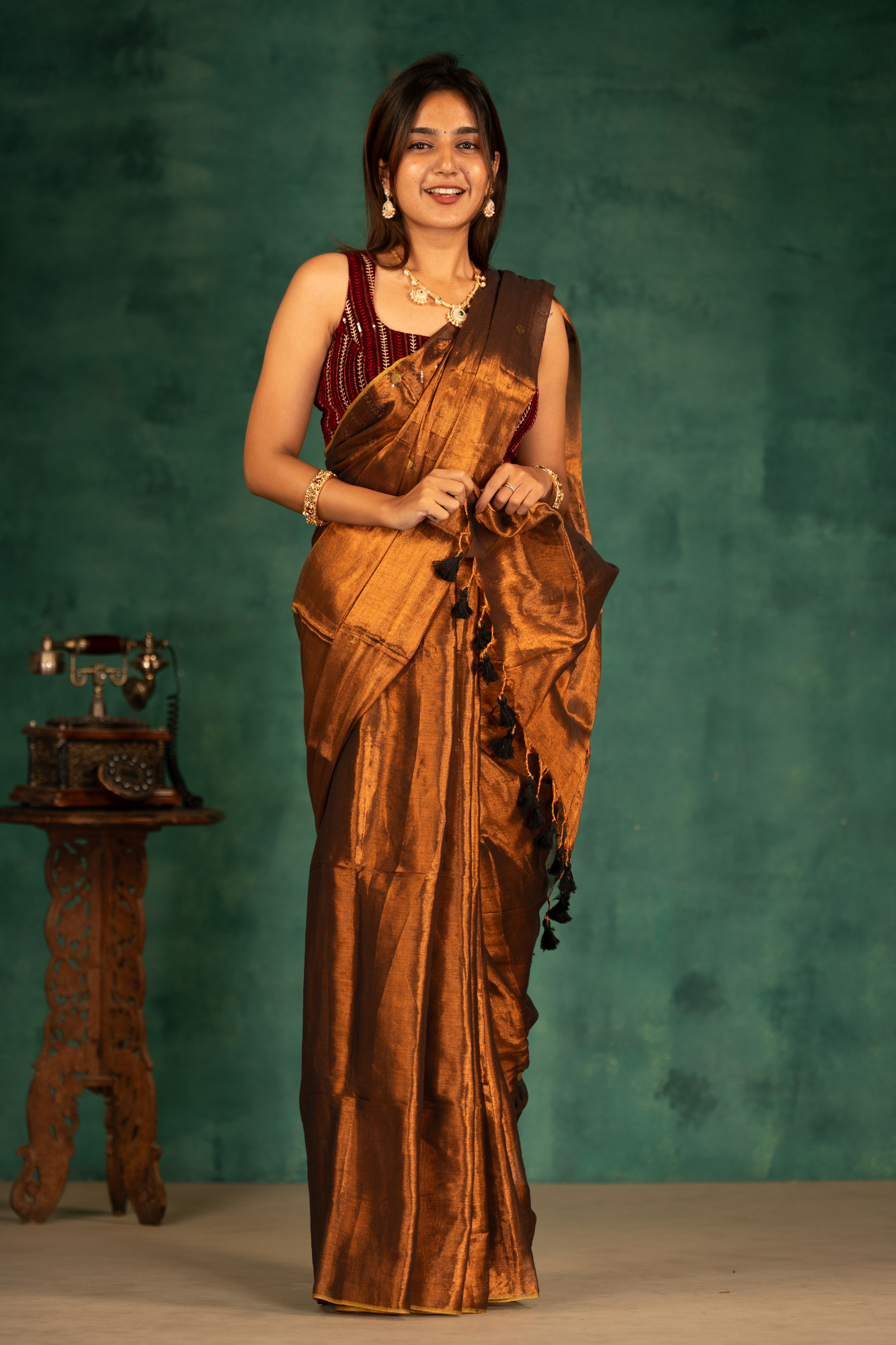 Amber Gleam (Tissue Mul Cotton Saree)