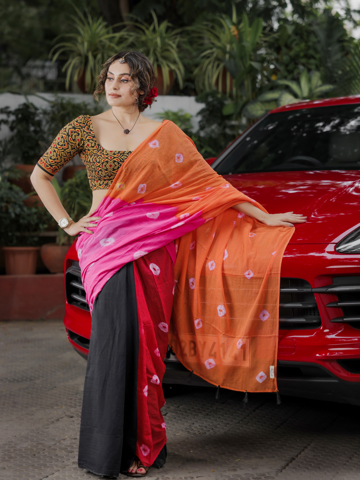 Bandhej Wallii (Pure Mul Cotton Saree)