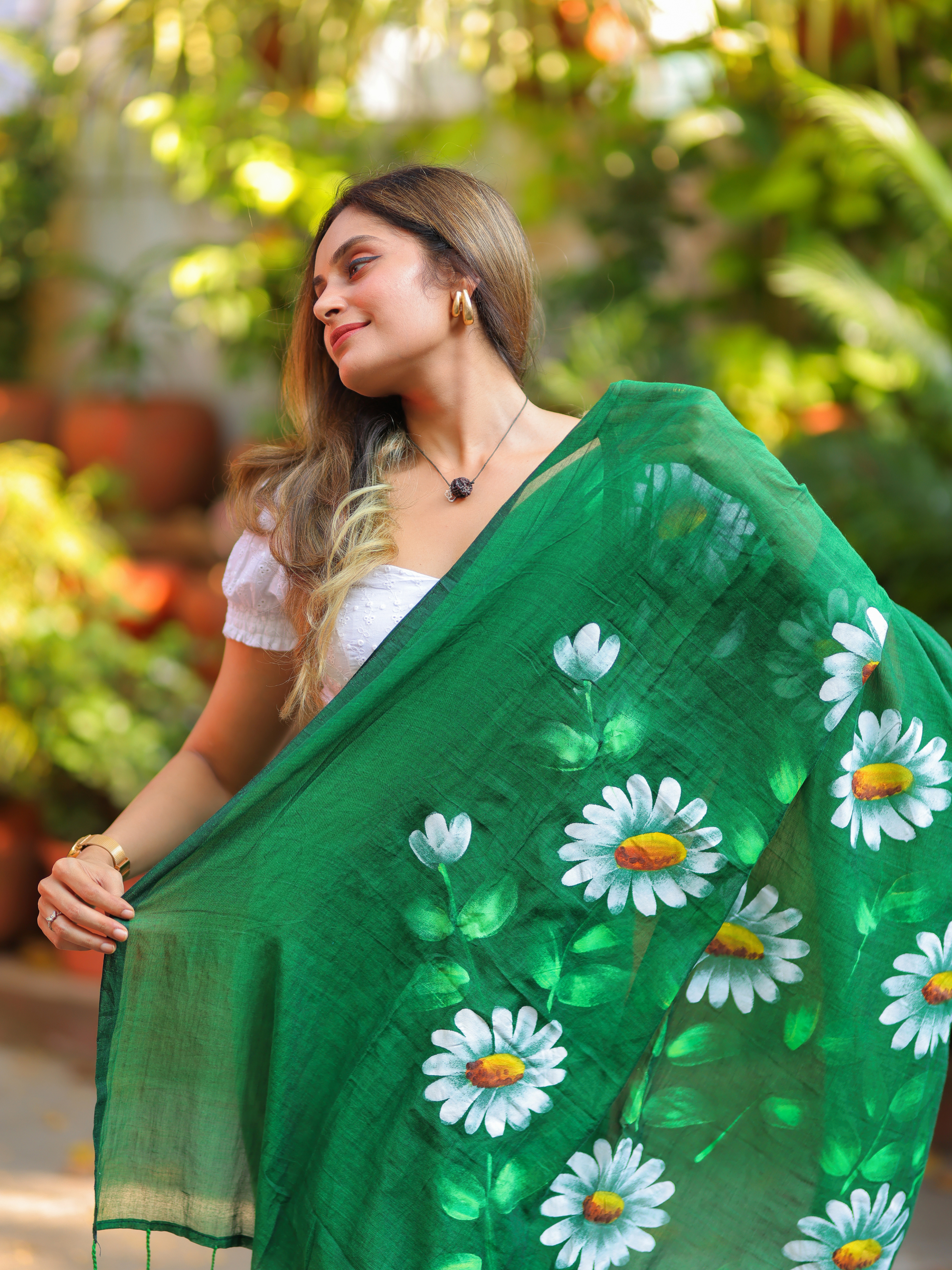 Green Chilli Lassi (Pure Mul Cotton Saree)